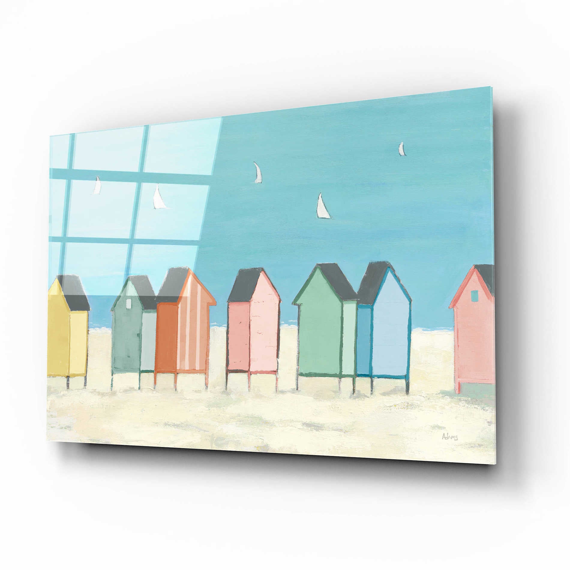 Epic Art 'Cabanas I Pastel' by Phyllis Adams, Acrylic Glass Wall Art,16x12