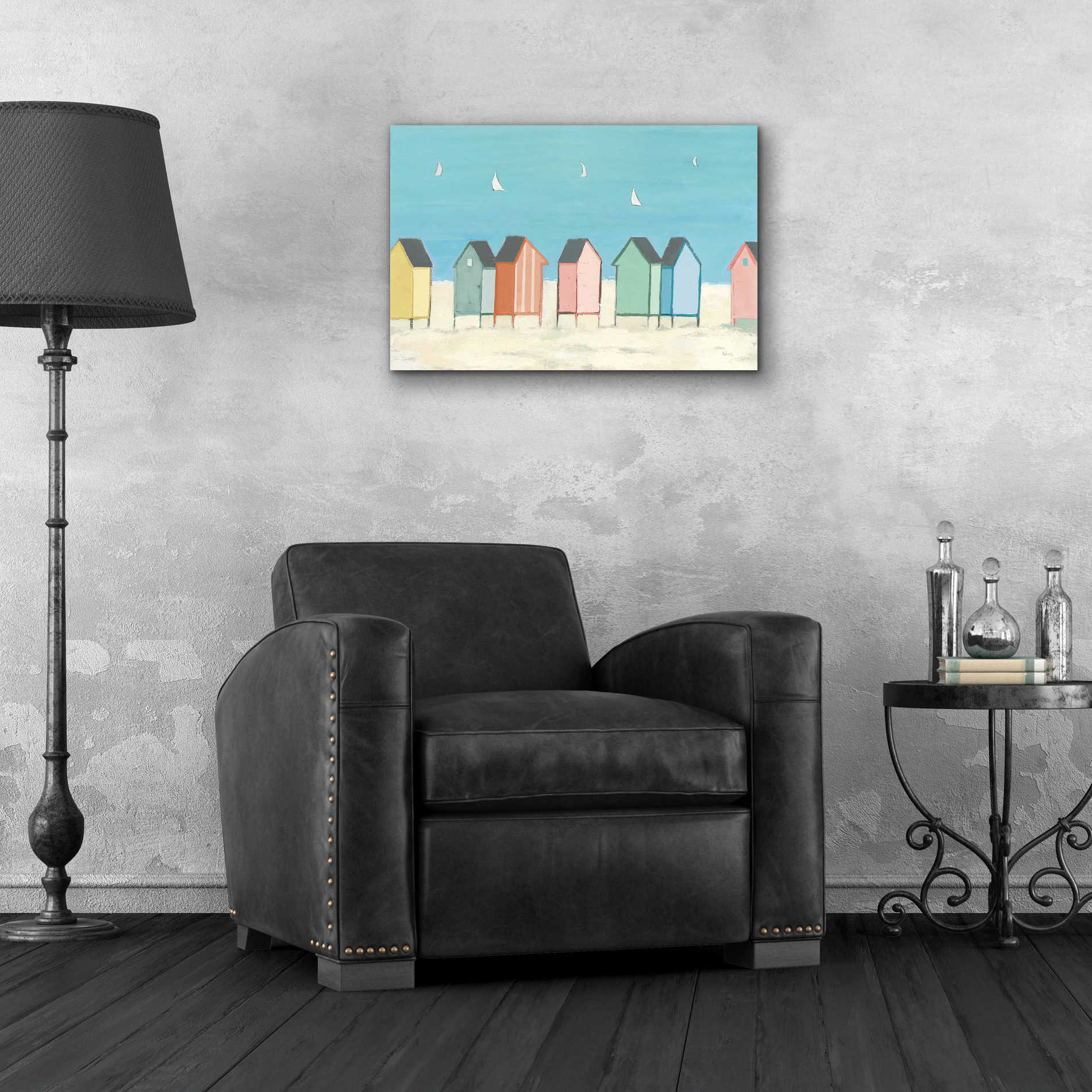 Epic Art 'Cabanas I Pastel' by Phyllis Adams, Acrylic Glass Wall Art,24x16