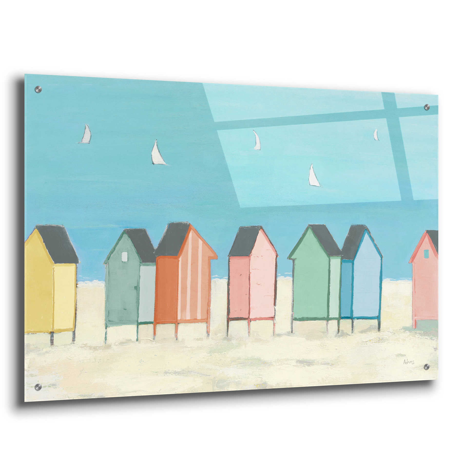 Epic Art 'Cabanas I Pastel' by Phyllis Adams, Acrylic Glass Wall Art,36x24