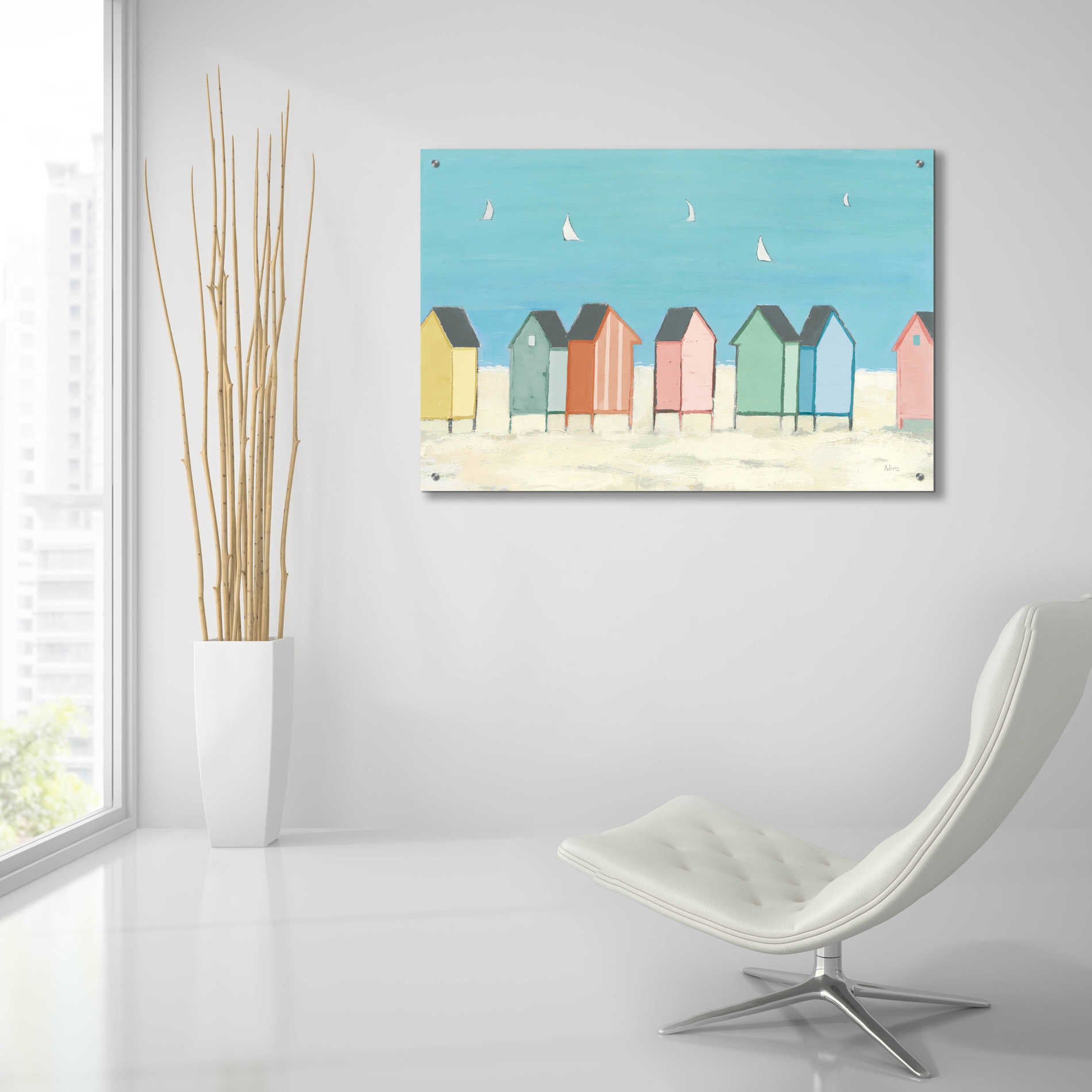 Epic Art 'Cabanas I Pastel' by Phyllis Adams, Acrylic Glass Wall Art,36x24