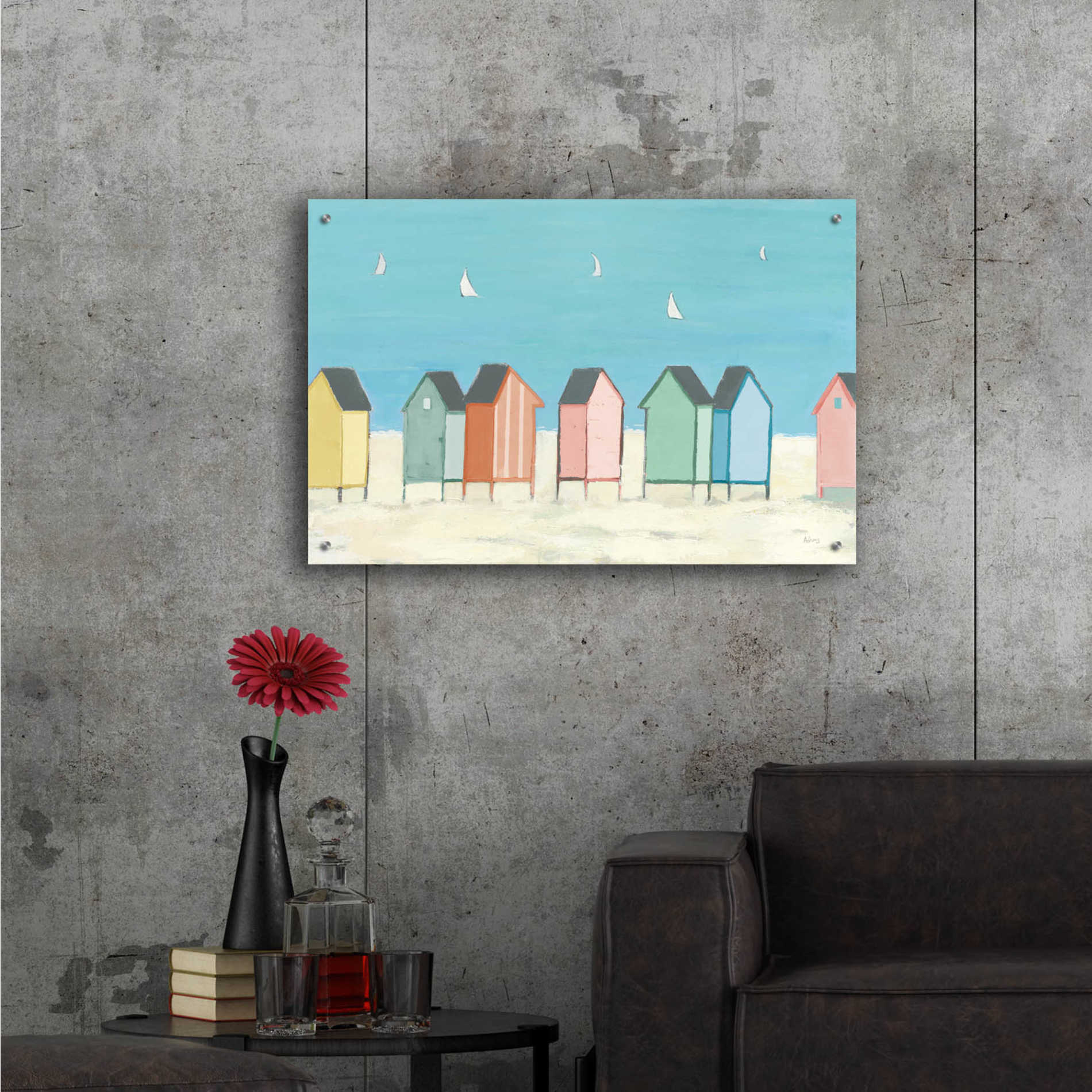 Epic Art 'Cabanas I Pastel' by Phyllis Adams, Acrylic Glass Wall Art,36x24