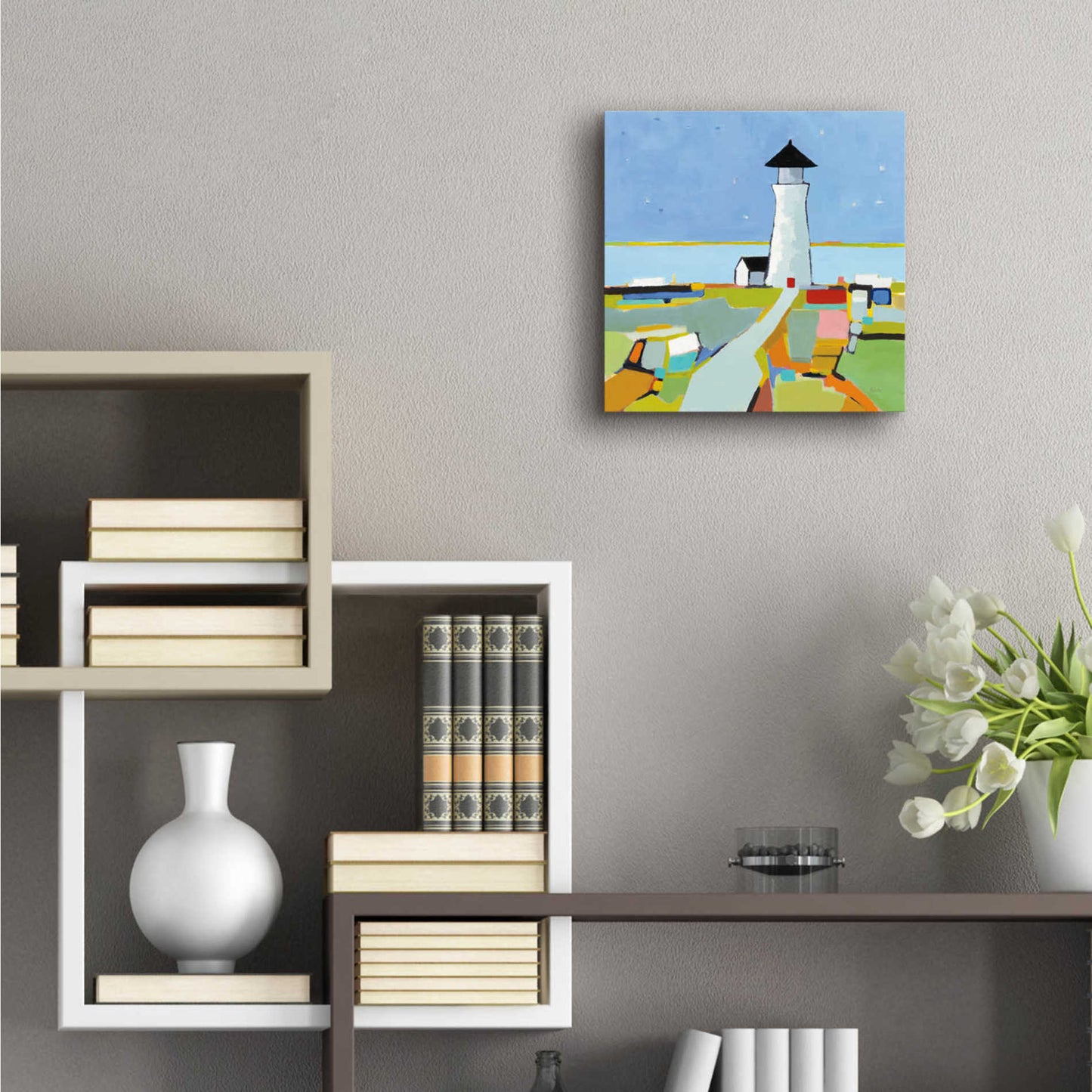 Epic Art 'To the Lighthouse' by Phyllis Adams, Acrylic Glass Wall Art,12x12