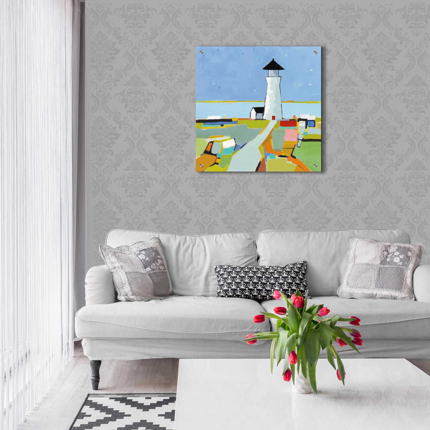 Epic Art 'To the Lighthouse' by Phyllis Adams, Acrylic Glass Wall Art,24x24