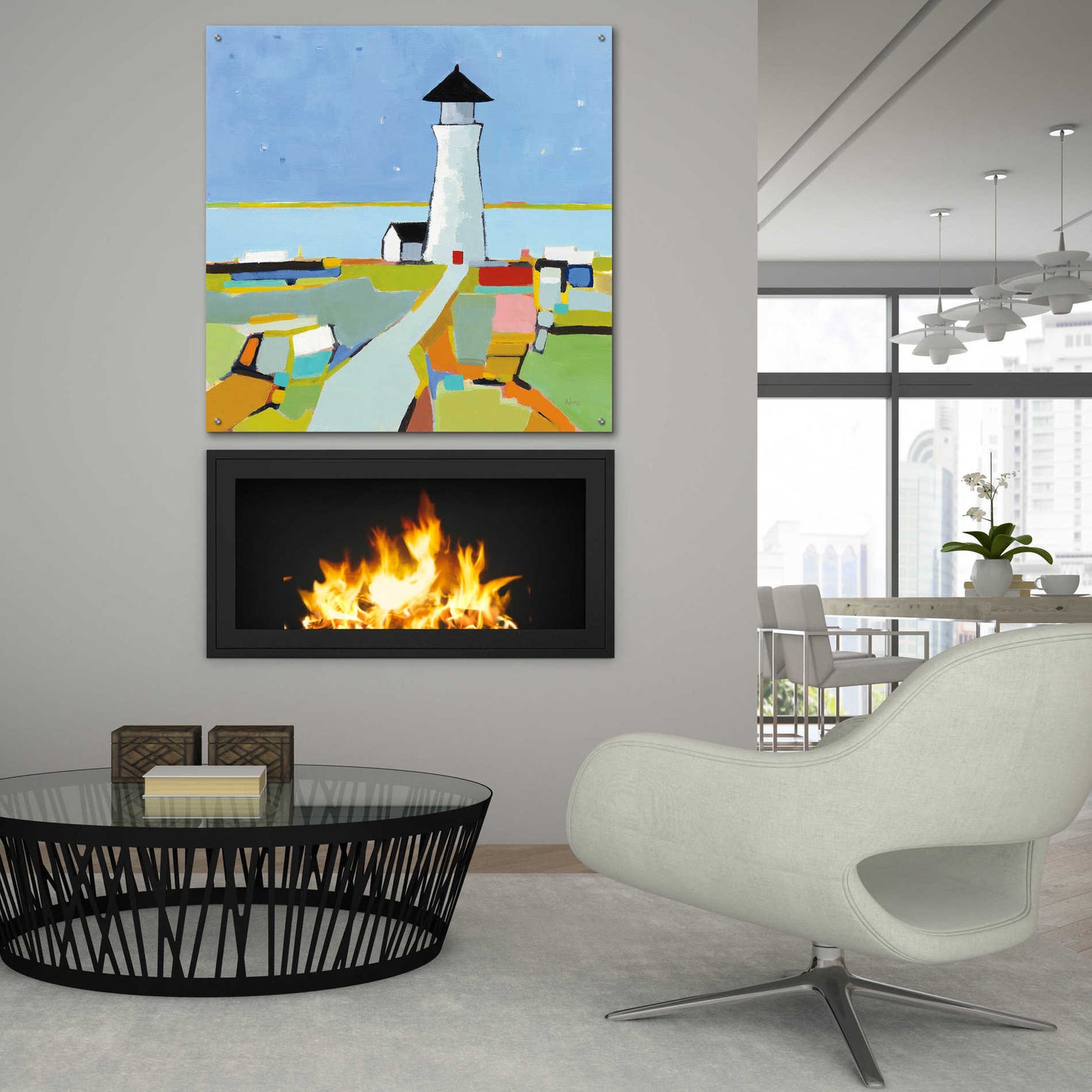 Epic Art 'To the Lighthouse' by Phyllis Adams, Acrylic Glass Wall Art,36x36