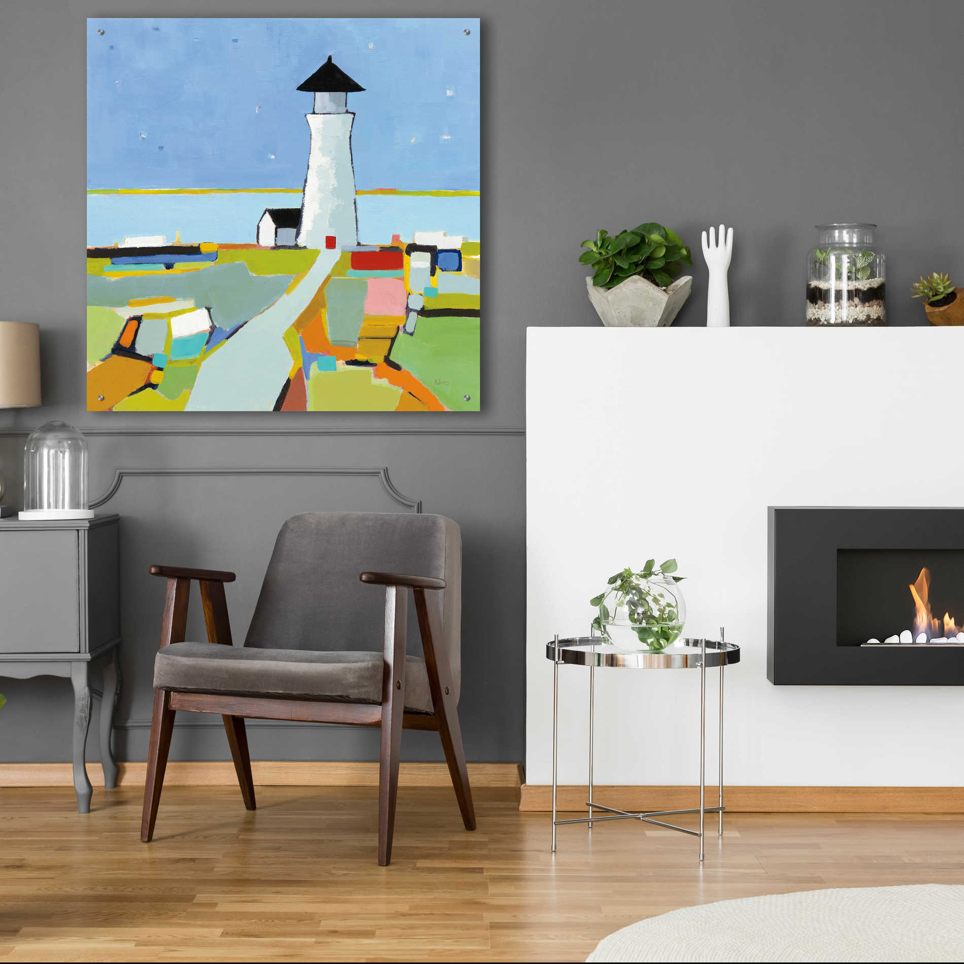 Epic Art 'To the Lighthouse' by Phyllis Adams, Acrylic Glass Wall Art,36x36