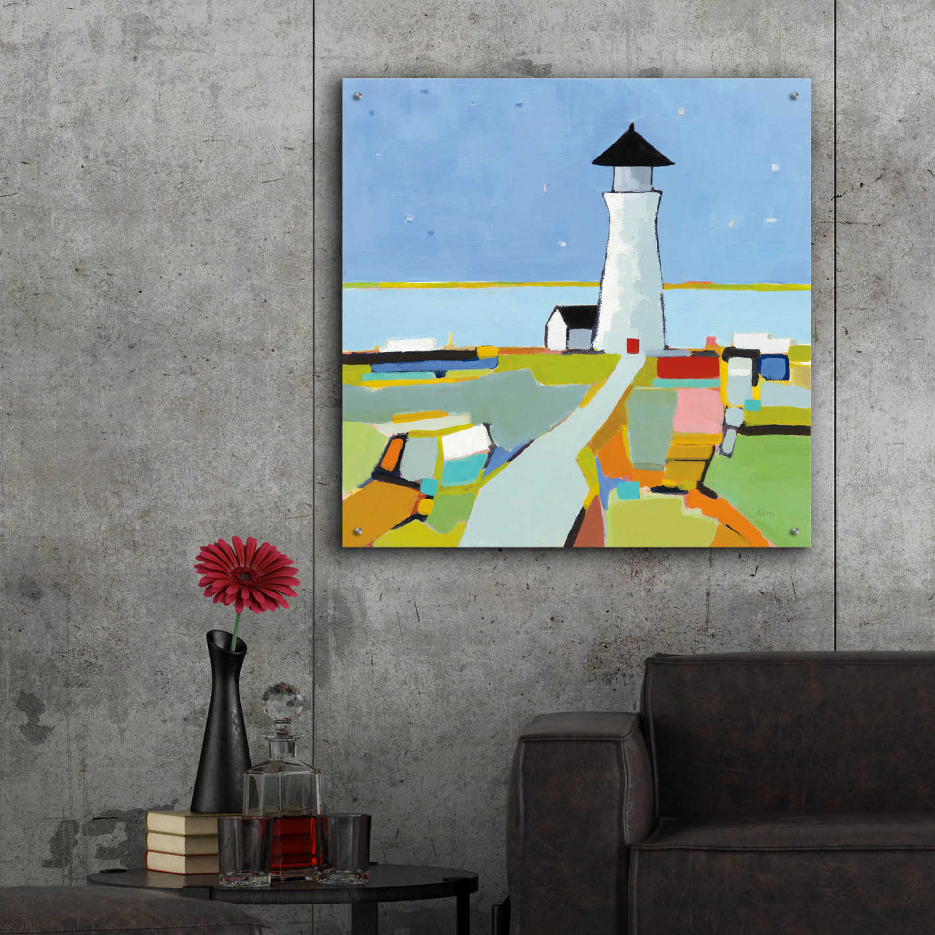 Epic Art 'To the Lighthouse' by Phyllis Adams, Acrylic Glass Wall Art,36x36