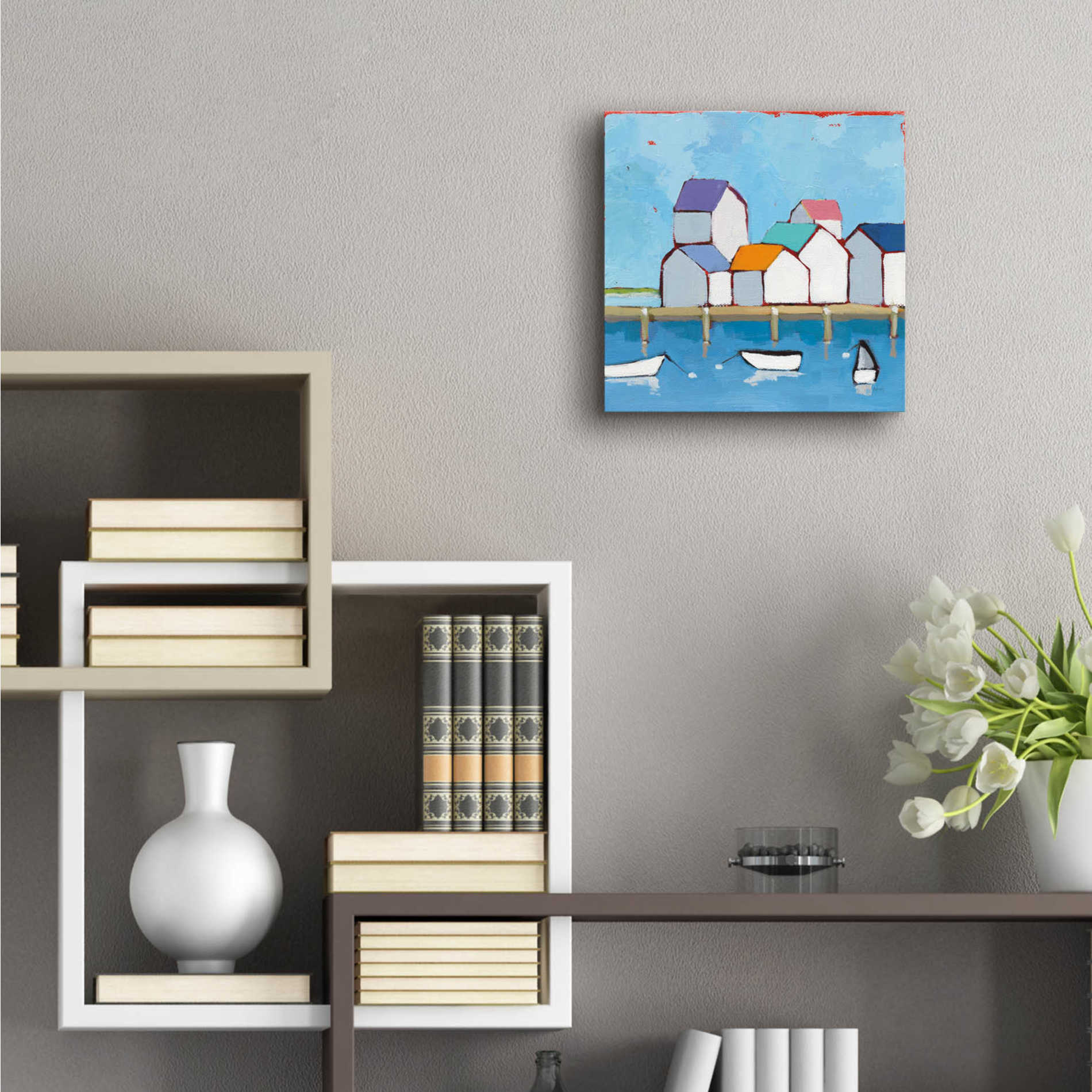 Epic Art 'The Wharf' by Phyllis Adams, Acrylic Glass Wall Art,12x12