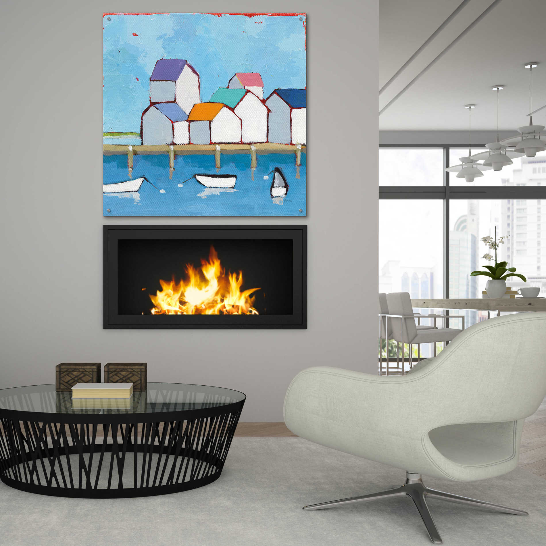 Epic Art 'The Wharf' by Phyllis Adams, Acrylic Glass Wall Art,36x36