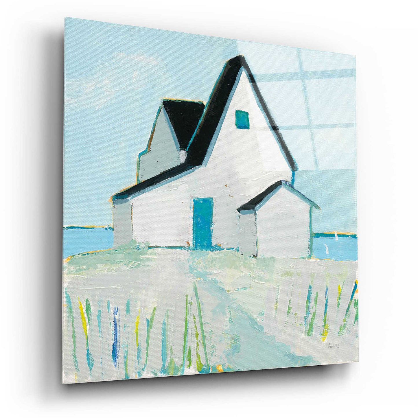 Epic Art 'Cottage by the Sea Neutral' by Phyllis Adams, Acrylic Glass Wall Art,12x12