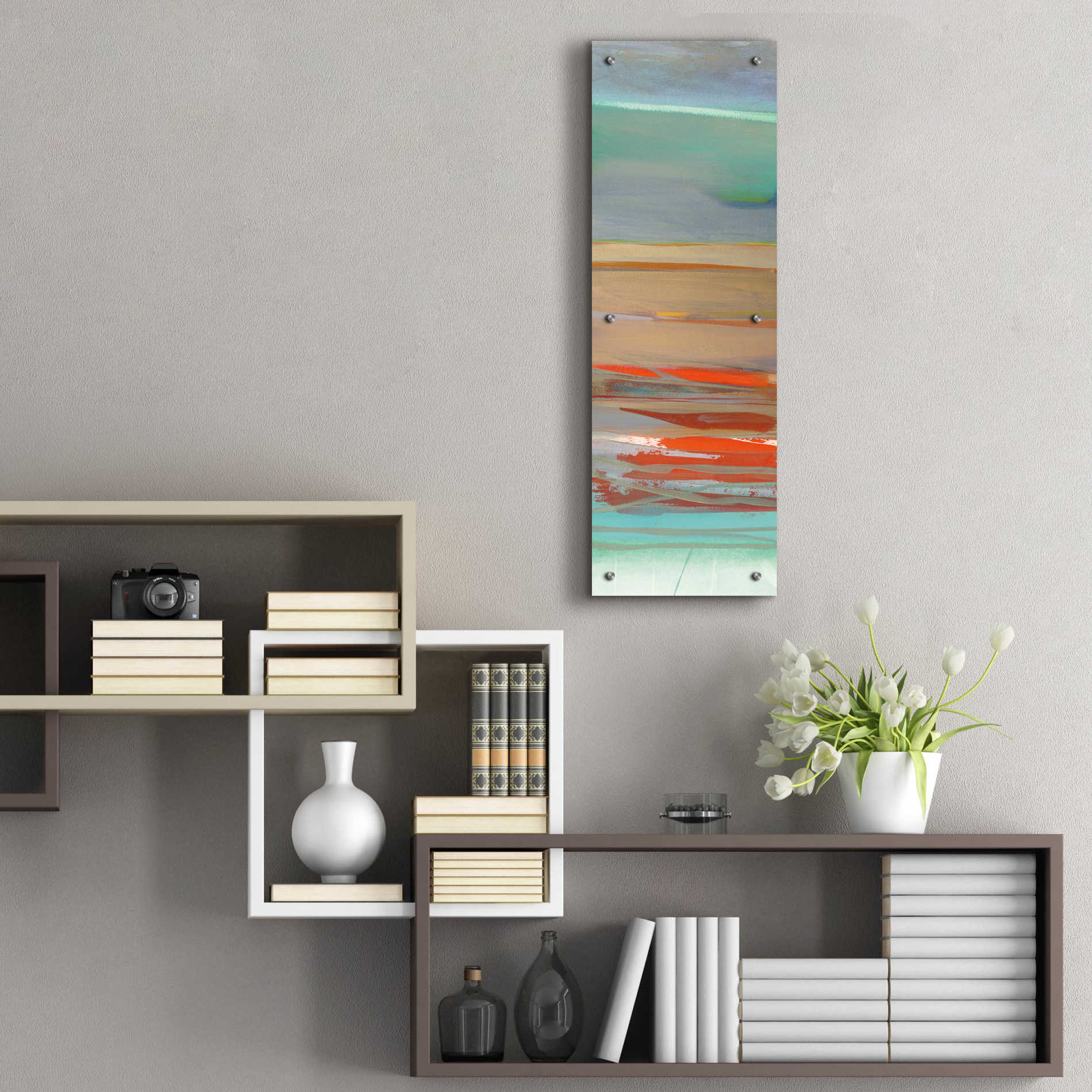 Epic Art 'Layers II' by Jo Maye, Acrylic Glass Wall Art,12x36