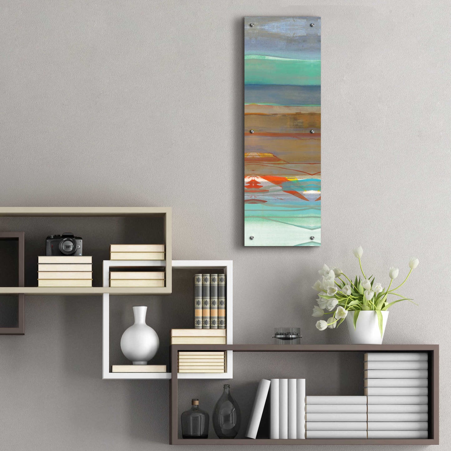 Epic Art 'Layers III' by Jo Maye, Acrylic Glass Wall Art,12x36