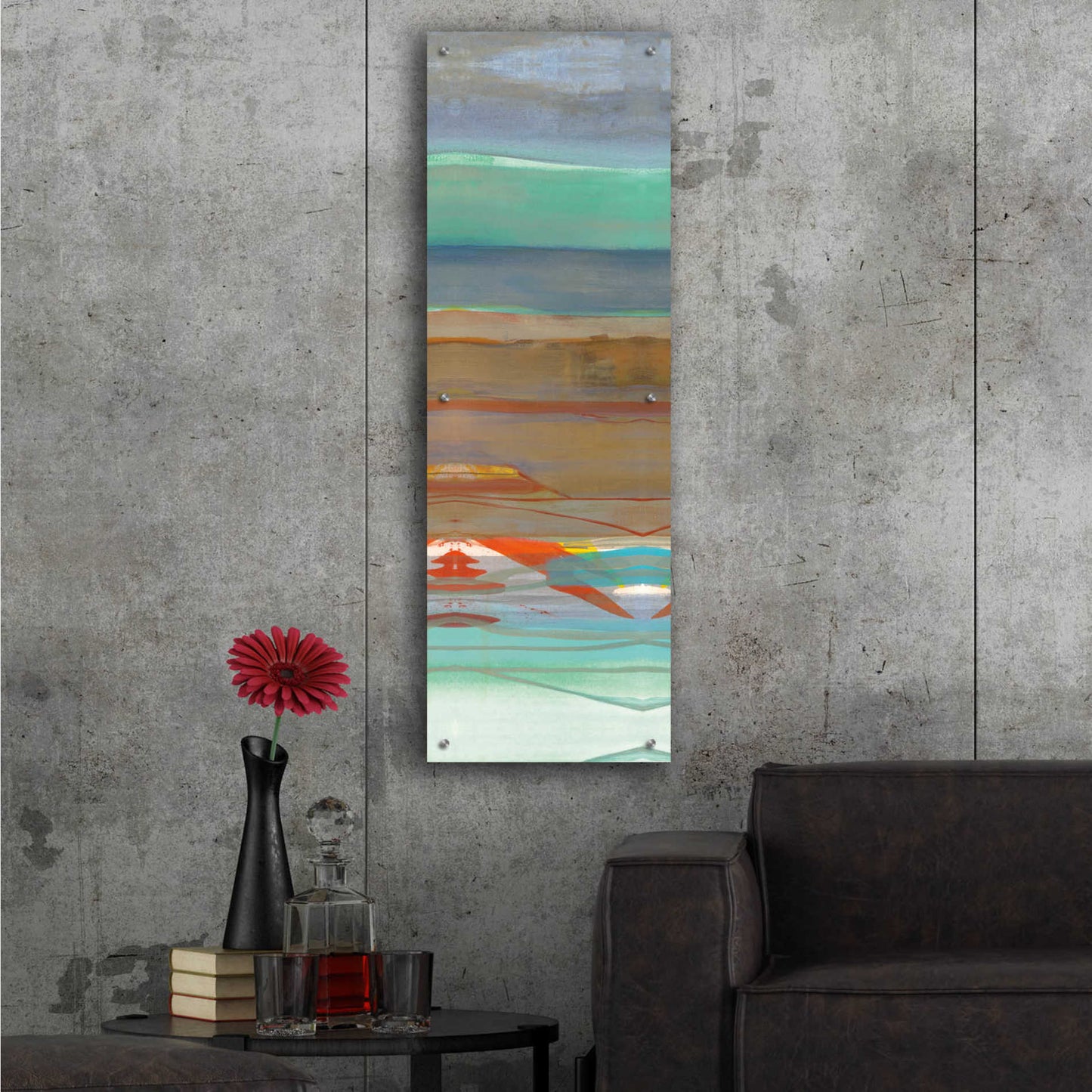 Epic Art 'Layers III' by Jo Maye, Acrylic Glass Wall Art,16x48