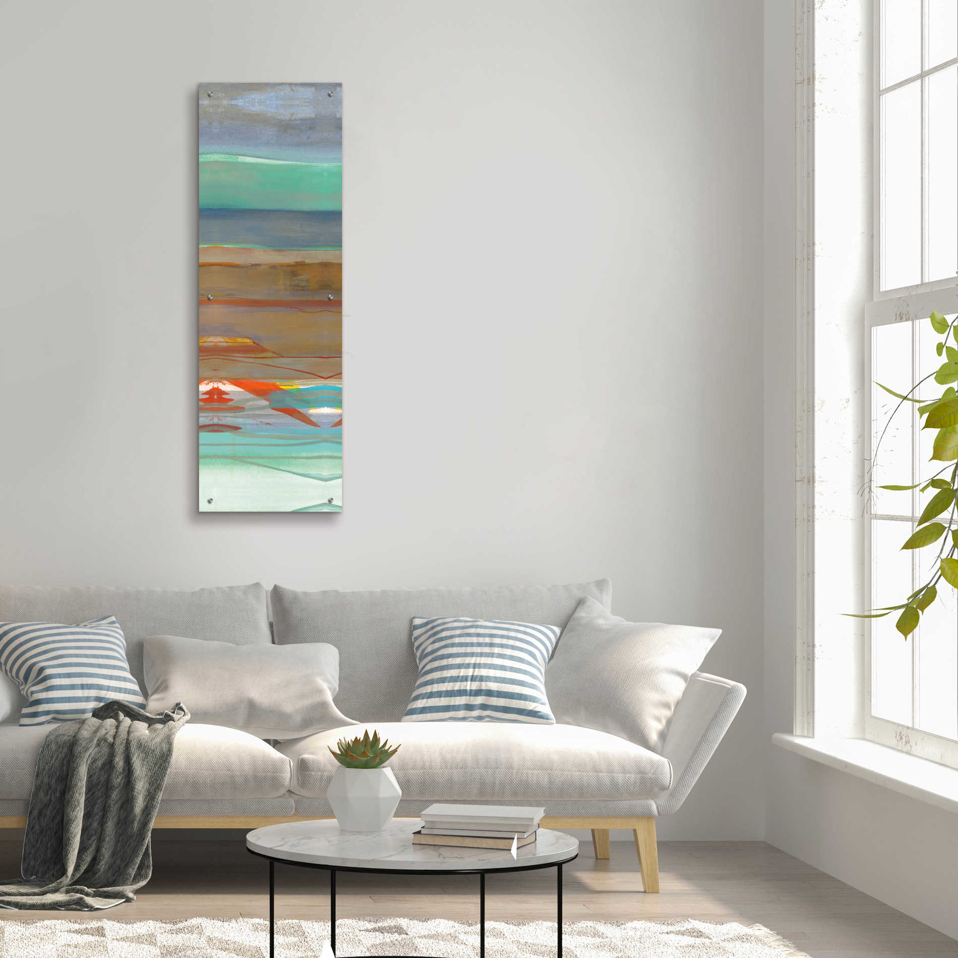 Epic Art 'Layers III' by Jo Maye, Acrylic Glass Wall Art,16x48