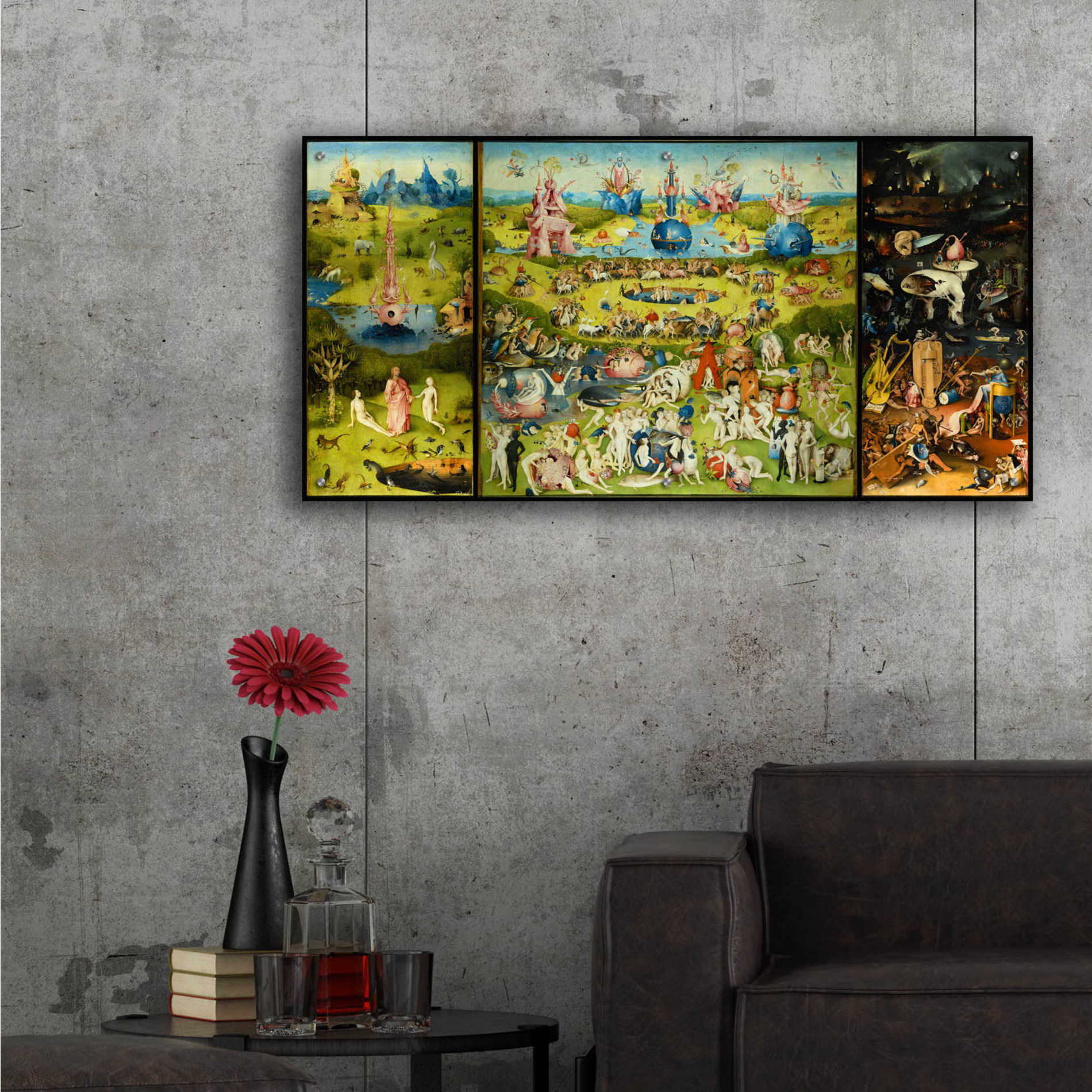 Epic Art 'The Garden of Earthly Delights - Triptych' by Hieronymus Bosch, Acrylic Glass Wall Art,48x24