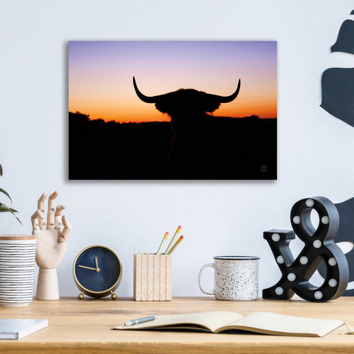 Epic Art 'Bull Set' by Nathan Larson, Acrylic Glass Wall Art,16x12
