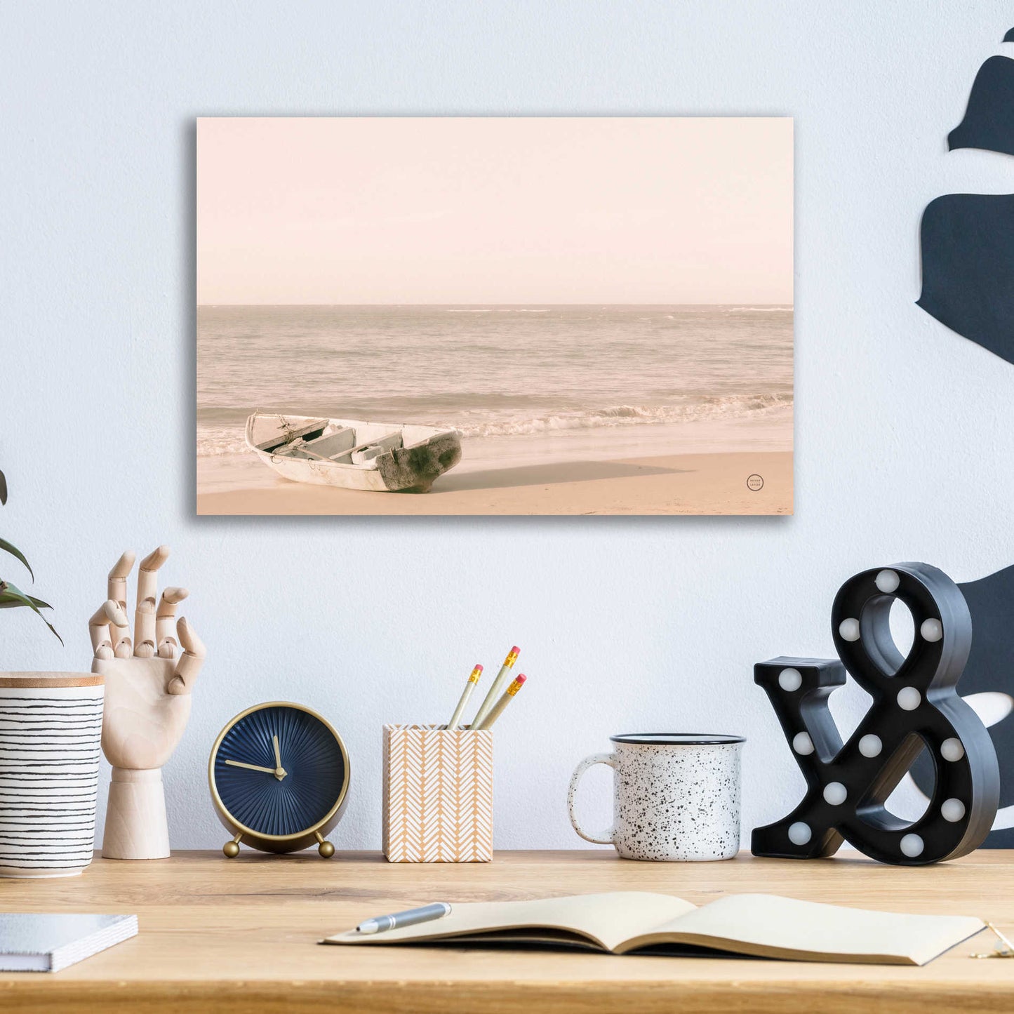 Epic Art 'Fishing Boat at Sunset' by Nathan Larson, Acrylic Glass Wall Art,16x12