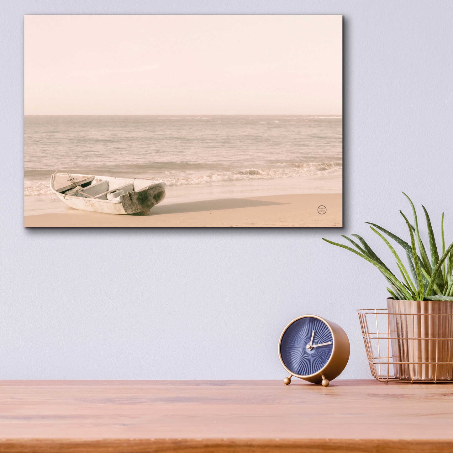 Epic Art 'Fishing Boat at Sunset' by Nathan Larson, Acrylic Glass Wall Art,16x12