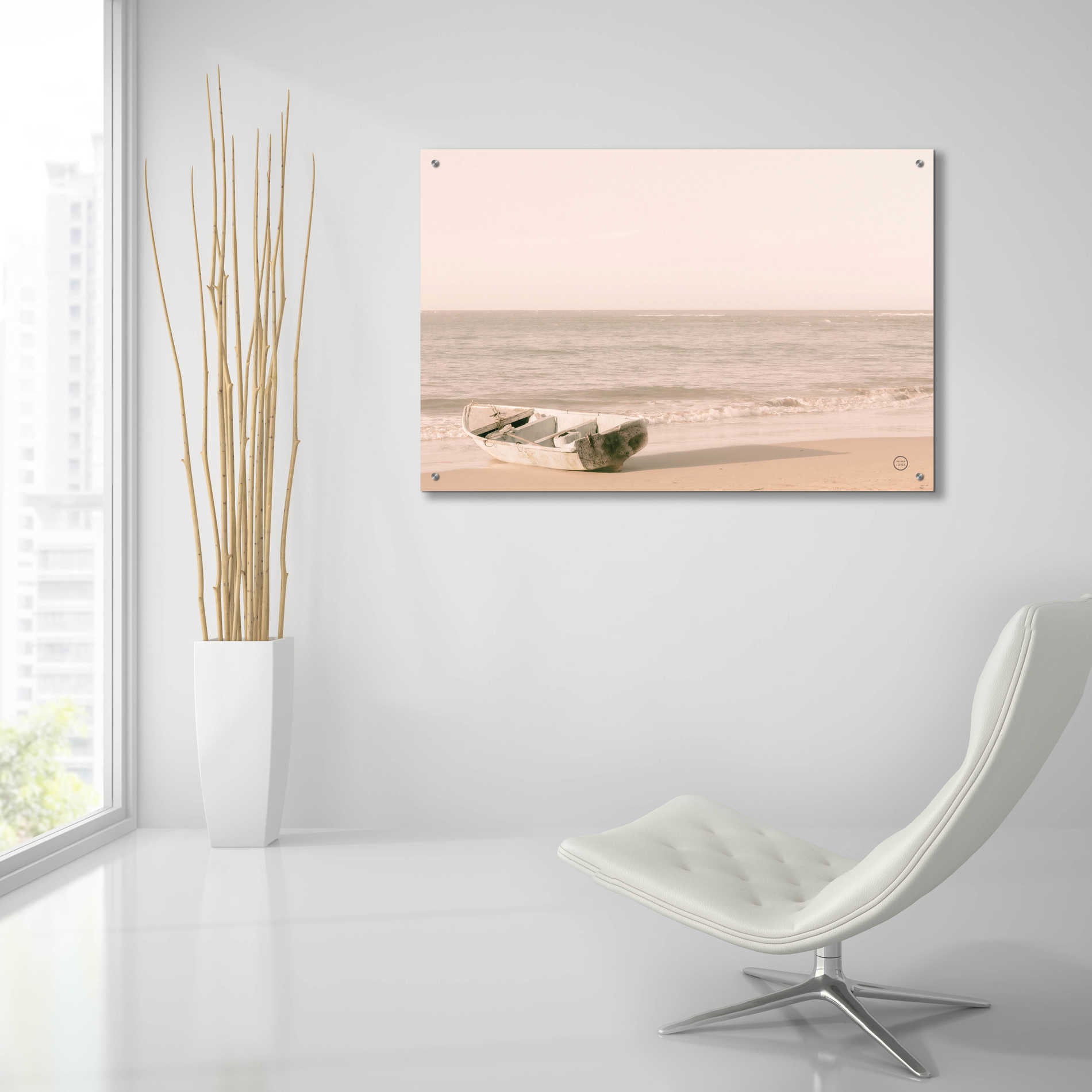 Epic Art 'Fishing Boat at Sunset' by Nathan Larson, Acrylic Glass Wall Art,36x24