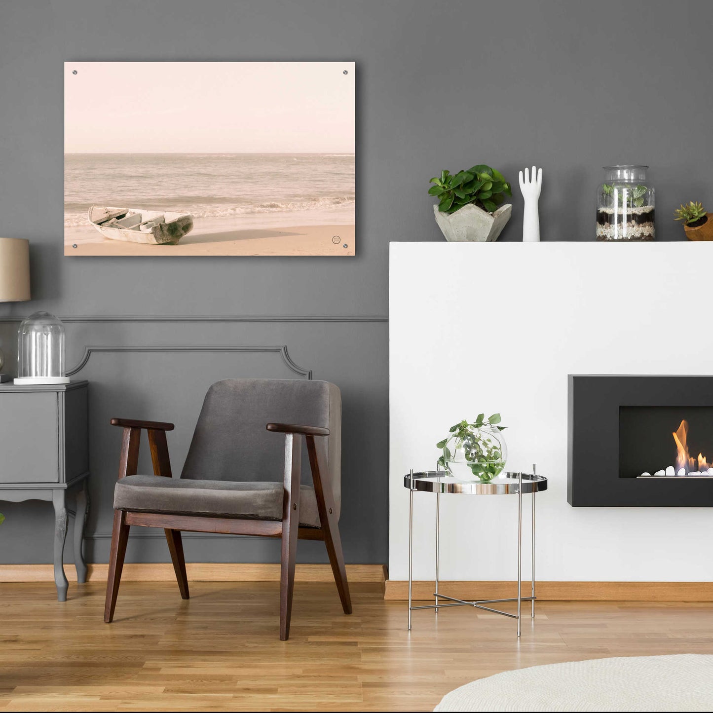 Epic Art 'Fishing Boat at Sunset' by Nathan Larson, Acrylic Glass Wall Art,36x24