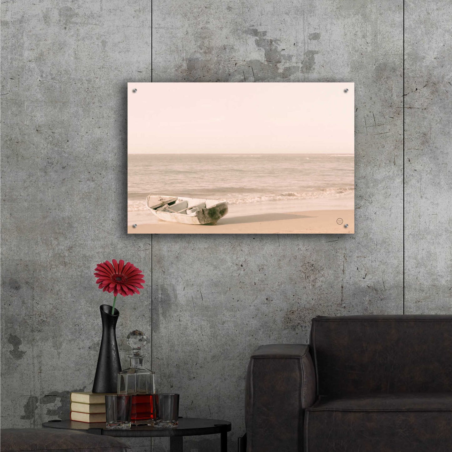 Epic Art 'Fishing Boat at Sunset' by Nathan Larson, Acrylic Glass Wall Art,36x24