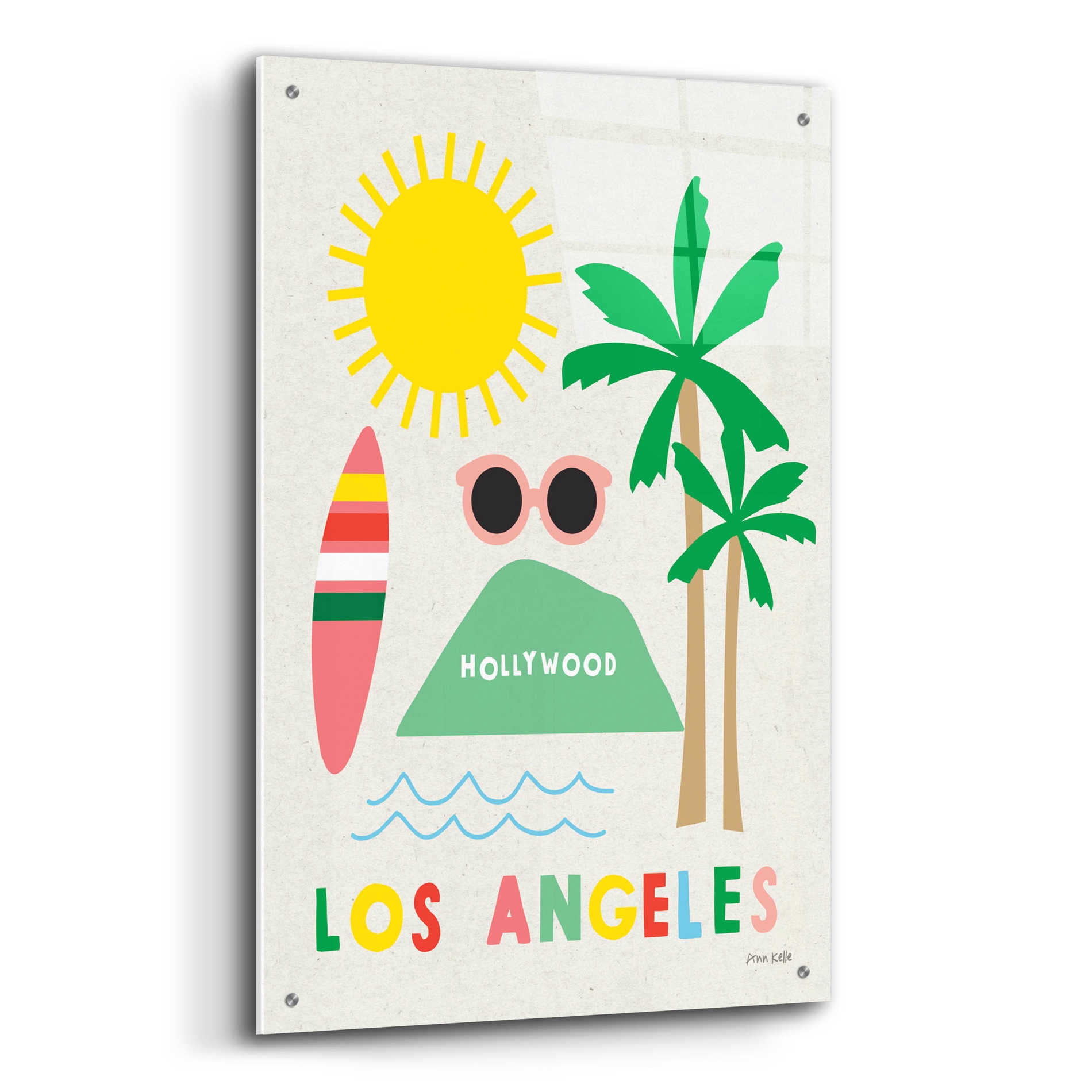 Epic Art 'City Fun Los Angeles' by Ann Kelle Designs, Acrylic Glass Wall Art,24x36