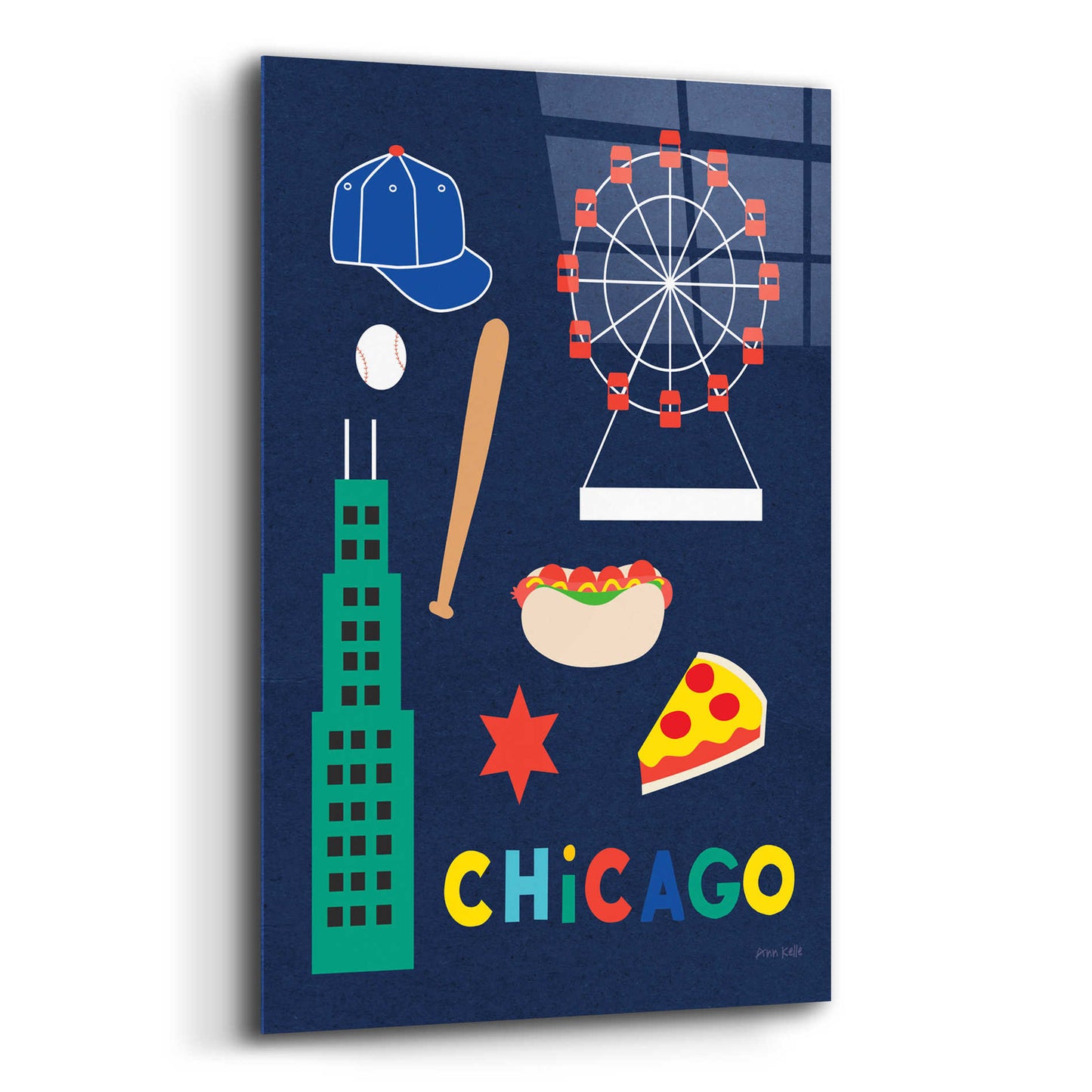 Epic Art 'City Fun Chicago' by Ann Kelle Designs, Acrylic Glass Wall Art,12x16