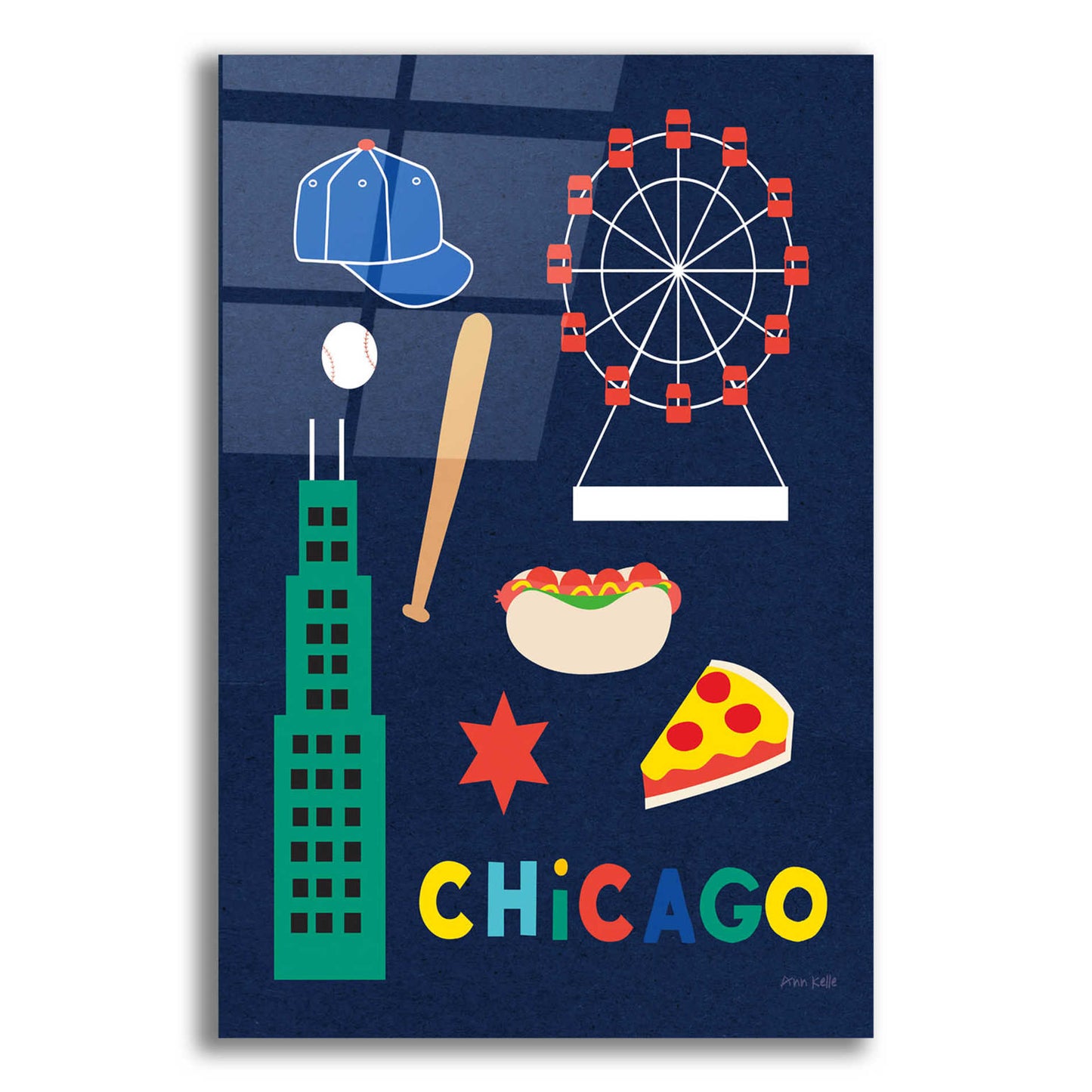 Epic Art 'City Fun Chicago' by Ann Kelle Designs, Acrylic Glass Wall Art,12x16