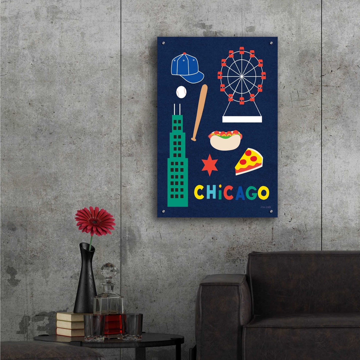 Epic Art 'City Fun Chicago' by Ann Kelle Designs, Acrylic Glass Wall Art,24x36