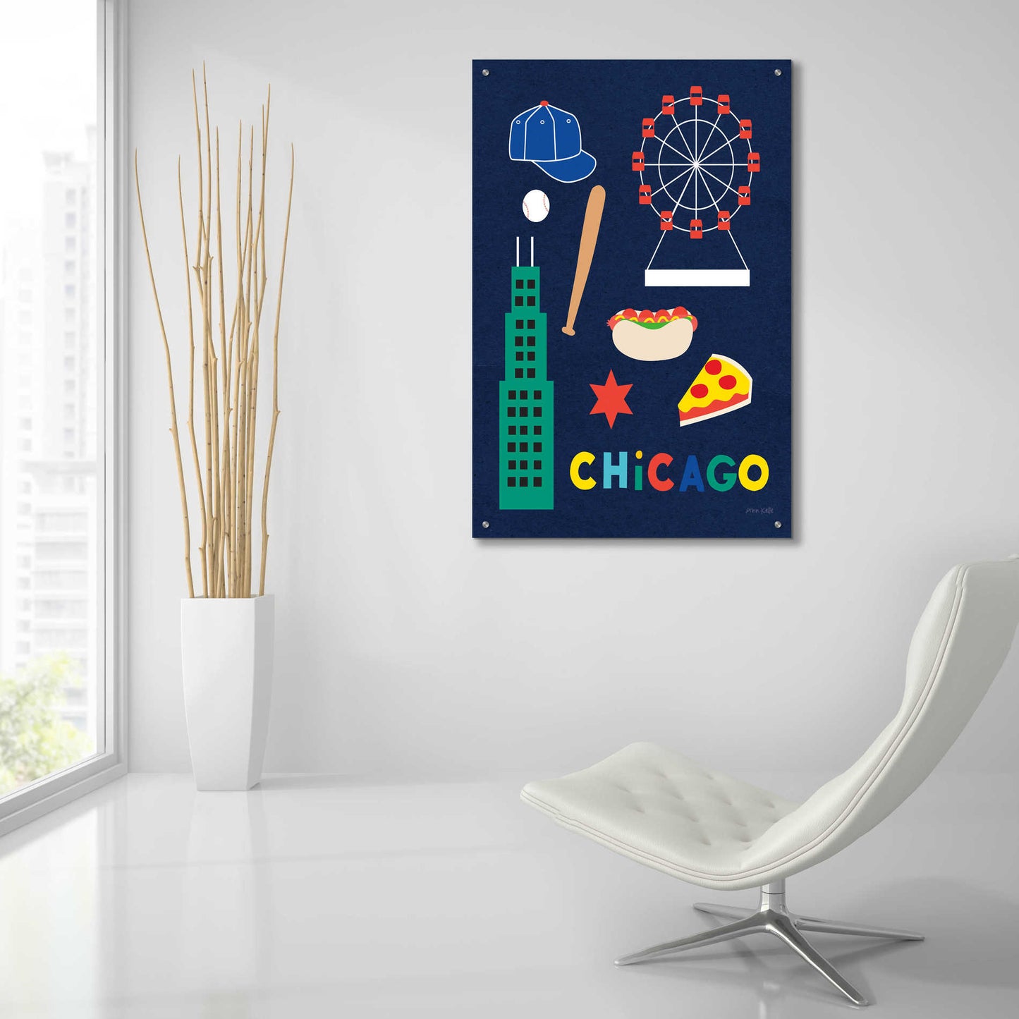 Epic Art 'City Fun Chicago' by Ann Kelle Designs, Acrylic Glass Wall Art,24x36