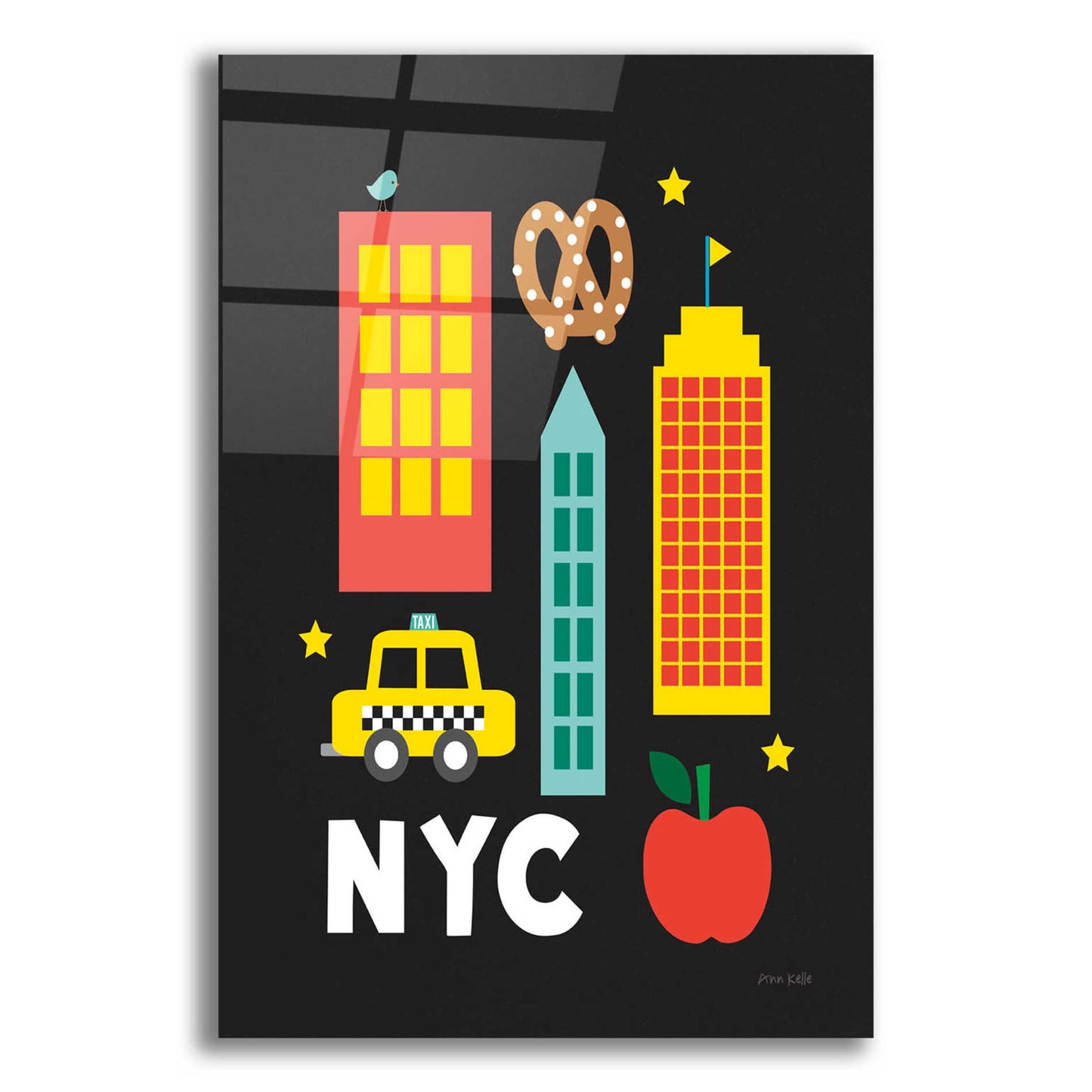 Epic Art 'City Fun NYC' by Ann Kelle Designs, Acrylic Glass Wall Art,12x16