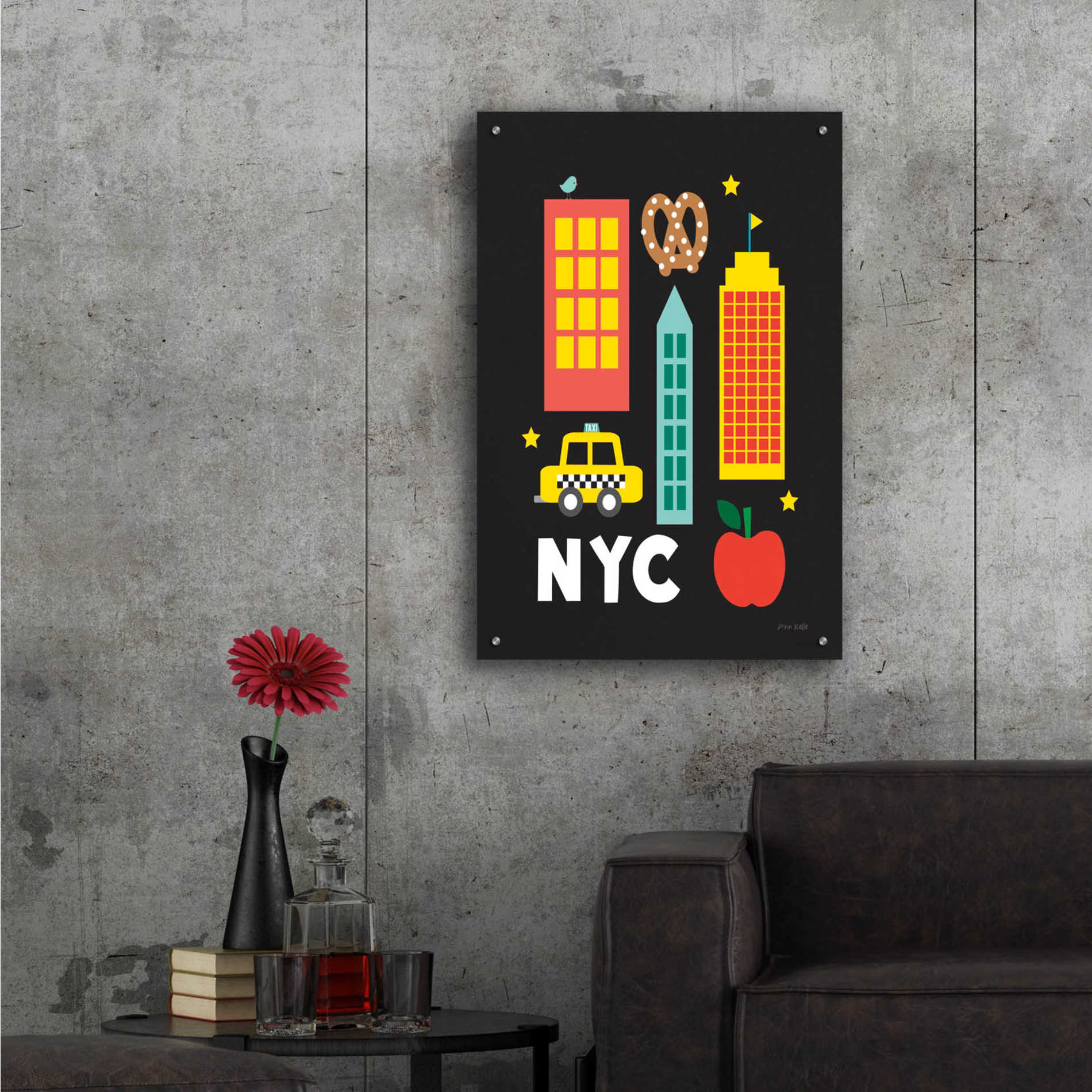 Epic Art 'City Fun NYC' by Ann Kelle Designs, Acrylic Glass Wall Art,24x36