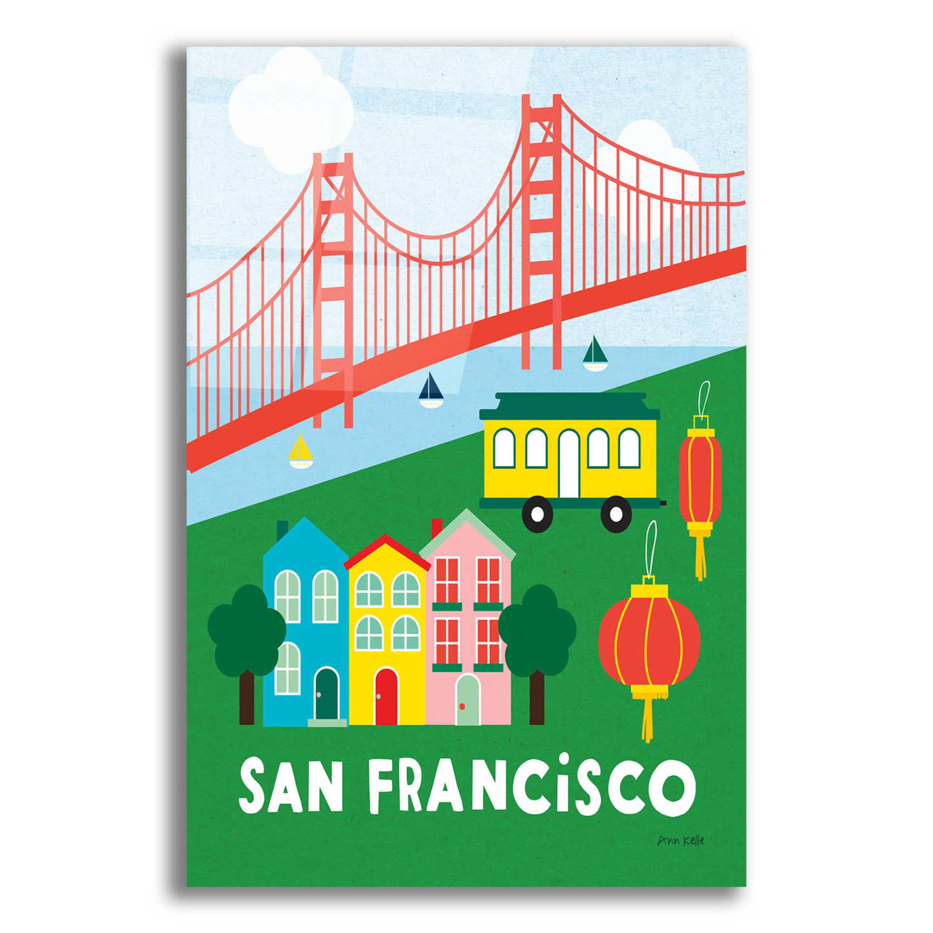 Epic Art 'City Fun San Francisco' by Ann Kelle Designs, Acrylic Glass Wall Art,12x16