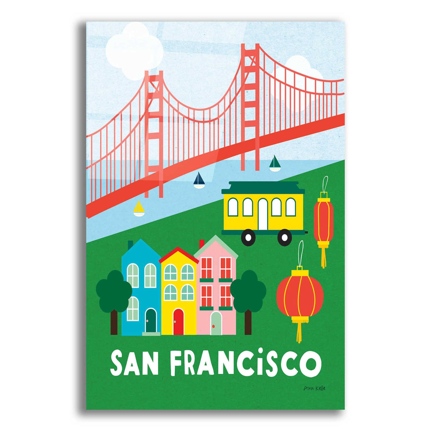 Epic Art 'City Fun San Francisco' by Ann Kelle Designs, Acrylic Glass Wall Art,16x24