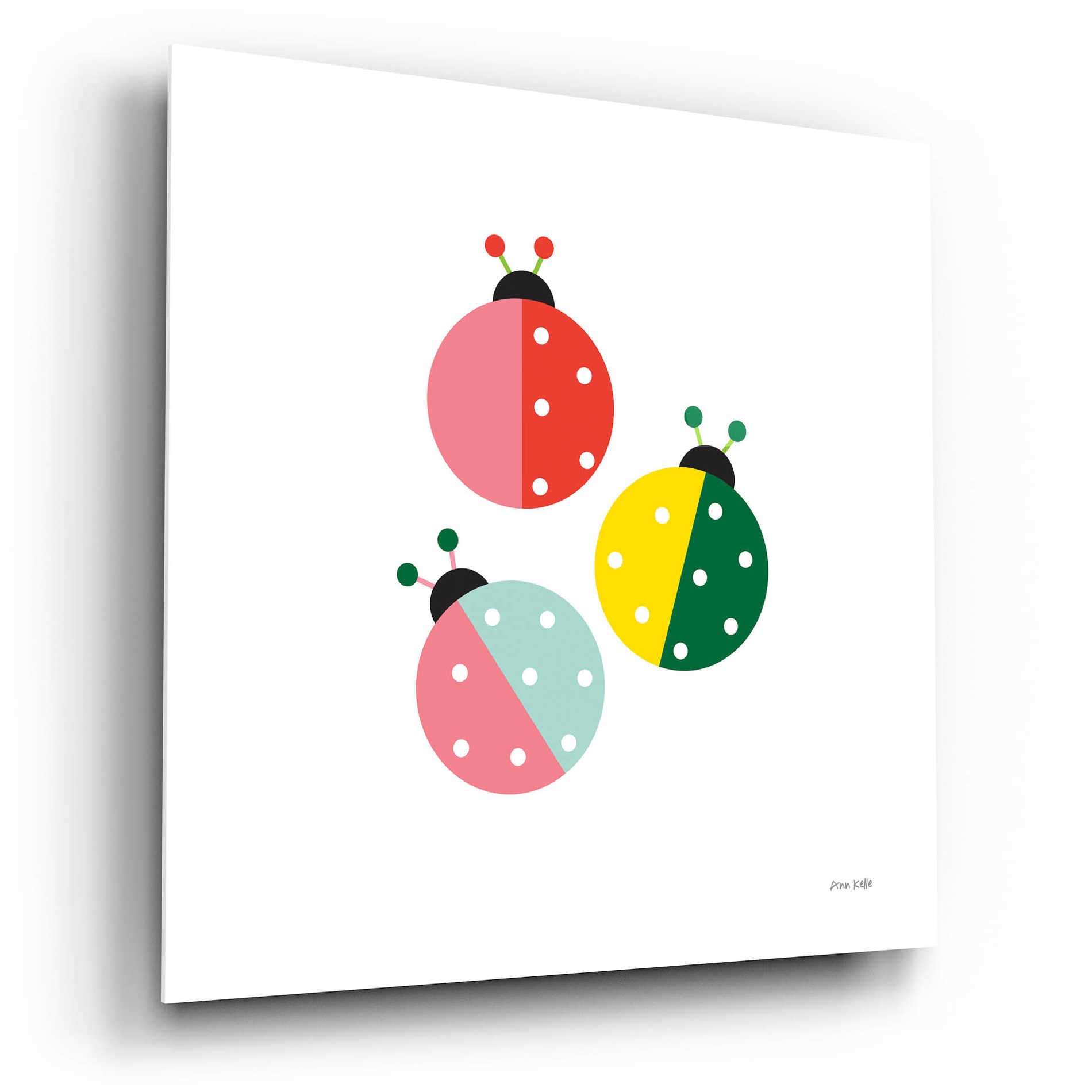 Epic Art 'Ladybugs Three' by Ann Kelle Designs, Acrylic Glass Wall Art,12x12