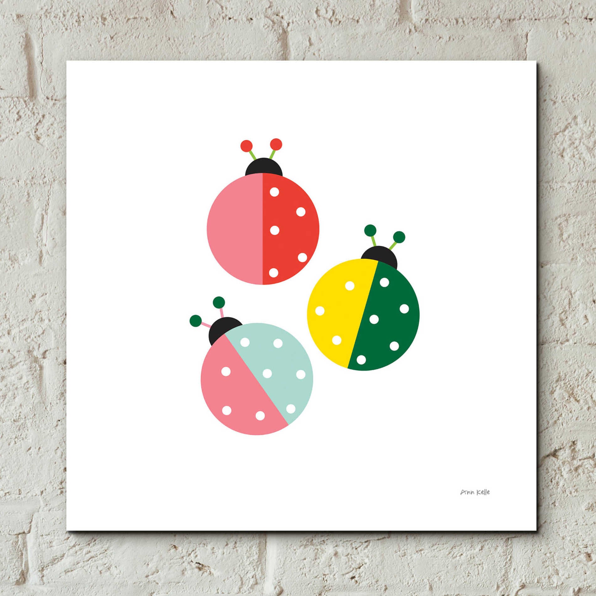 Epic Art 'Ladybugs Three' by Ann Kelle Designs, Acrylic Glass Wall Art,12x12