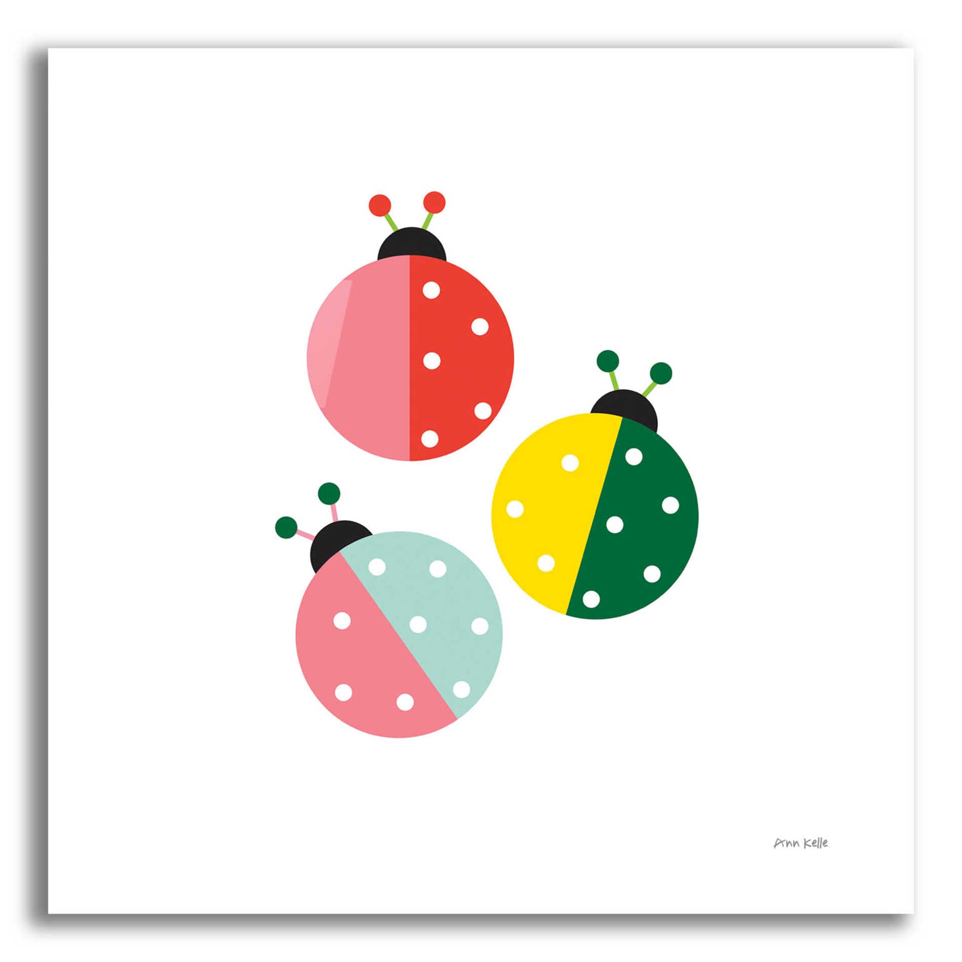 Epic Art 'Ladybugs Three' by Ann Kelle Designs, Acrylic Glass Wall Art,12x12