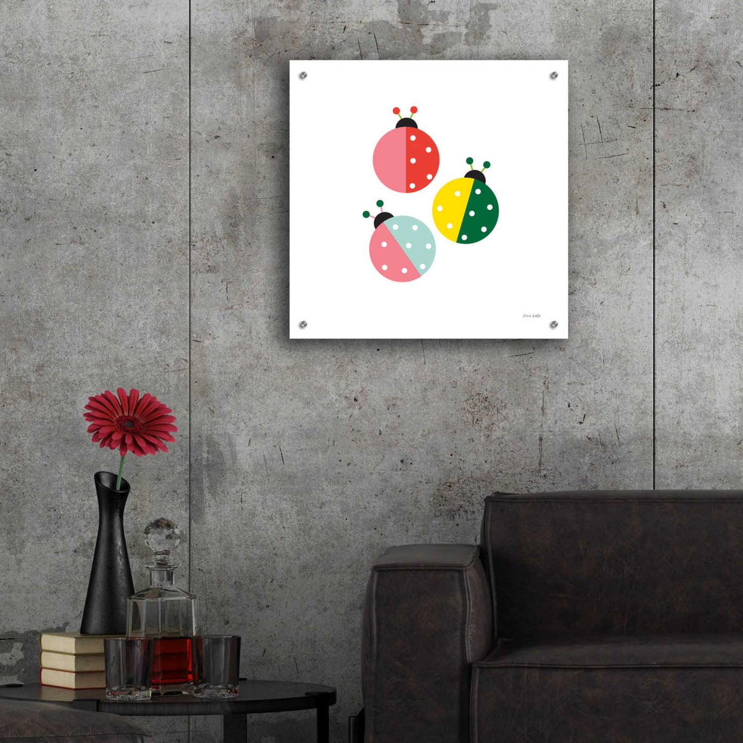 Epic Art 'Ladybugs Three' by Ann Kelle Designs, Acrylic Glass Wall Art,24x24