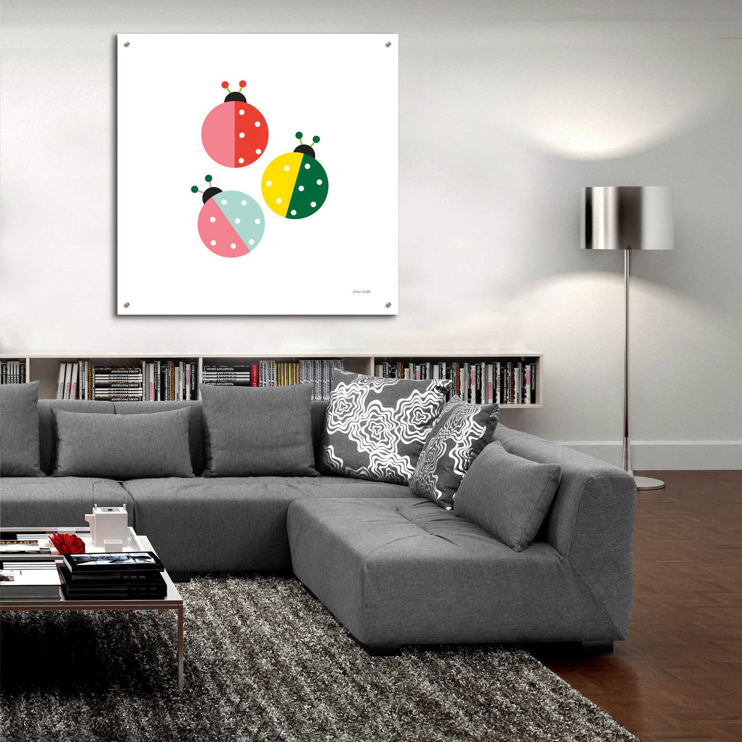 Epic Art 'Ladybugs Three' by Ann Kelle Designs, Acrylic Glass Wall Art,36x36