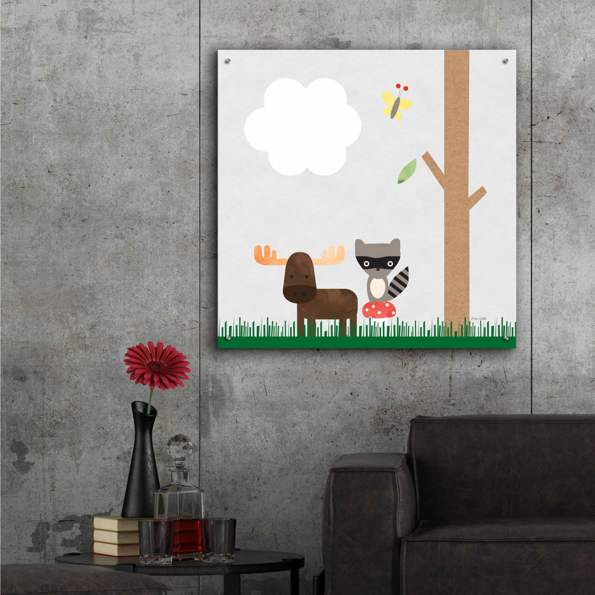 Epic Art 'Woodland Animals I' by Ann Kelle Designs, Acrylic Glass Wall Art,36x36