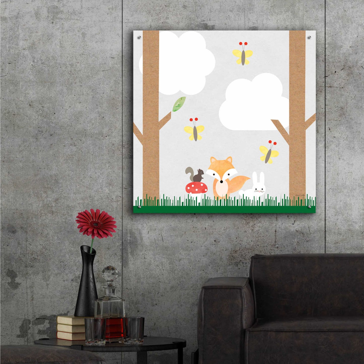 Epic Art 'Woodland Animals II' by Ann Kelle Designs, Acrylic Glass Wall Art,36x36