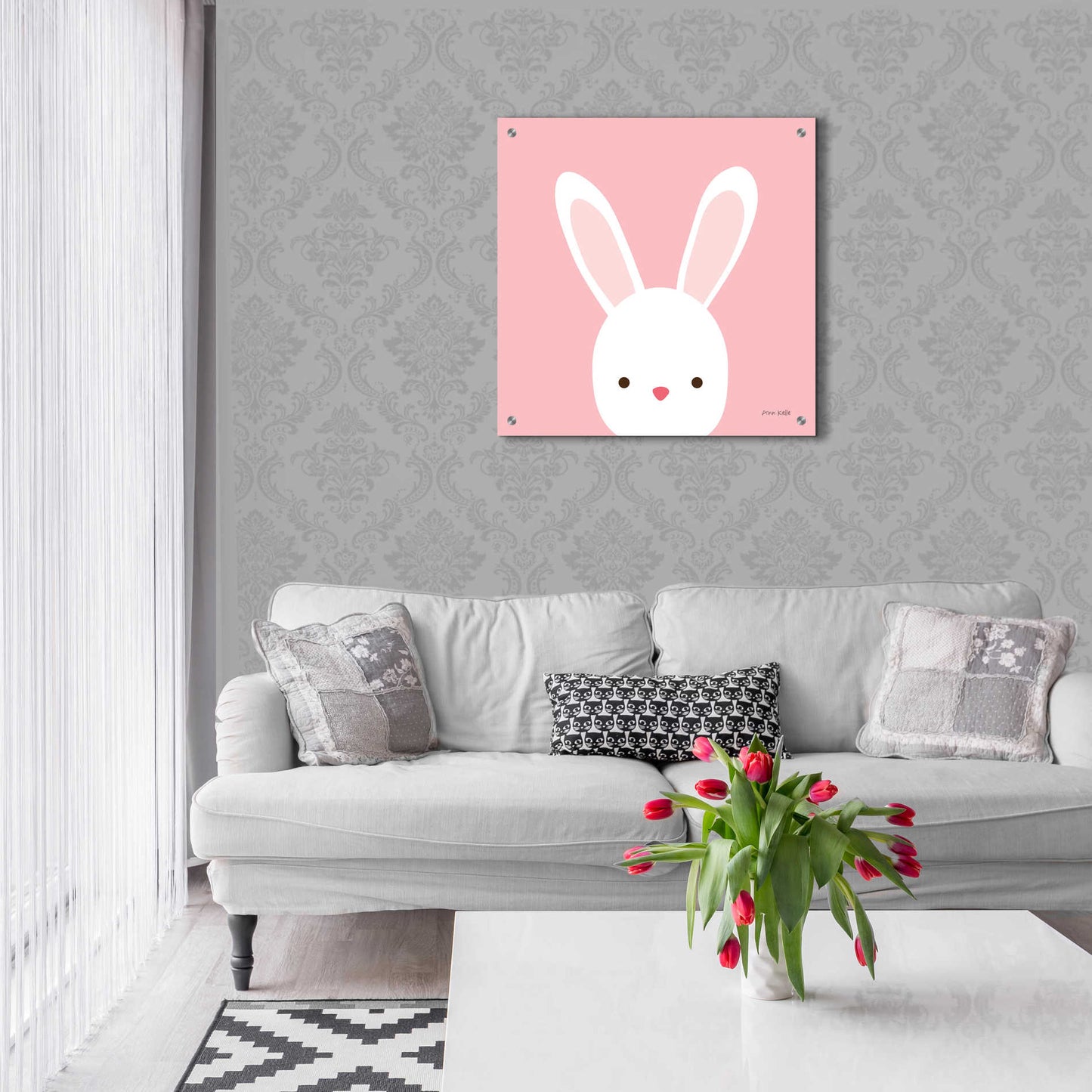 Epic Art 'Cuddly Bunny' by Ann Kelle Designs, Acrylic Glass Wall Art,24x24