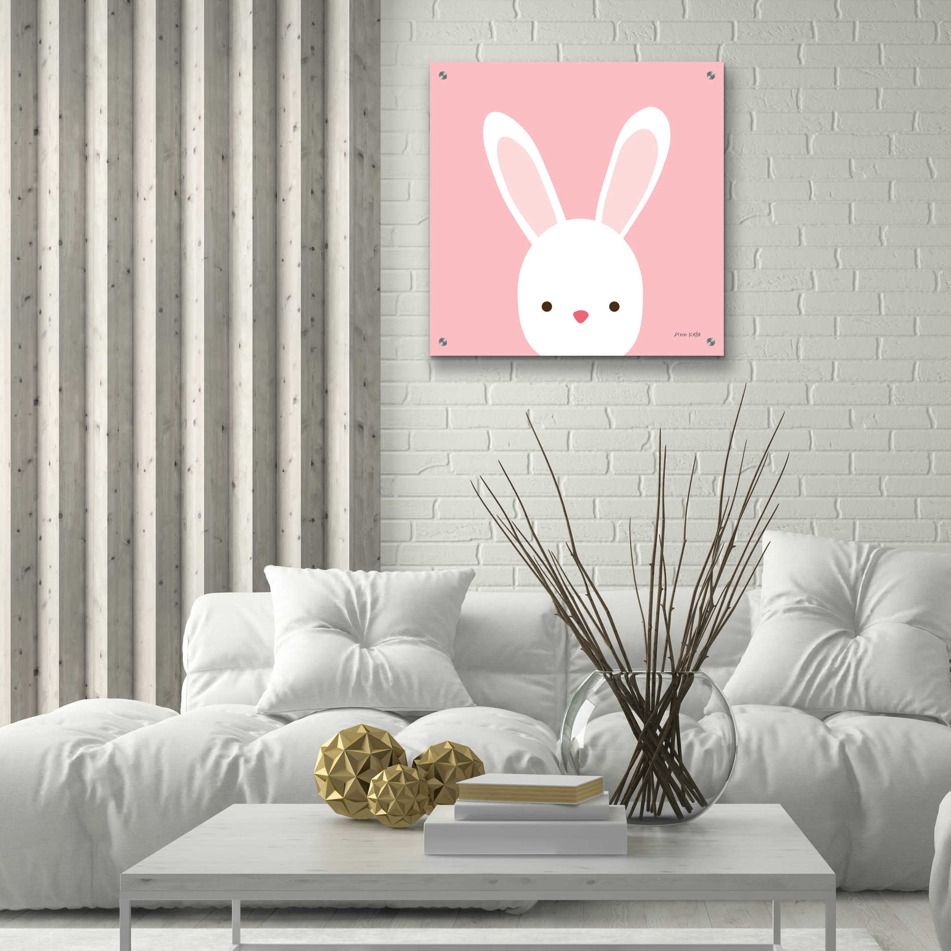 Epic Art 'Cuddly Bunny' by Ann Kelle Designs, Acrylic Glass Wall Art,24x24