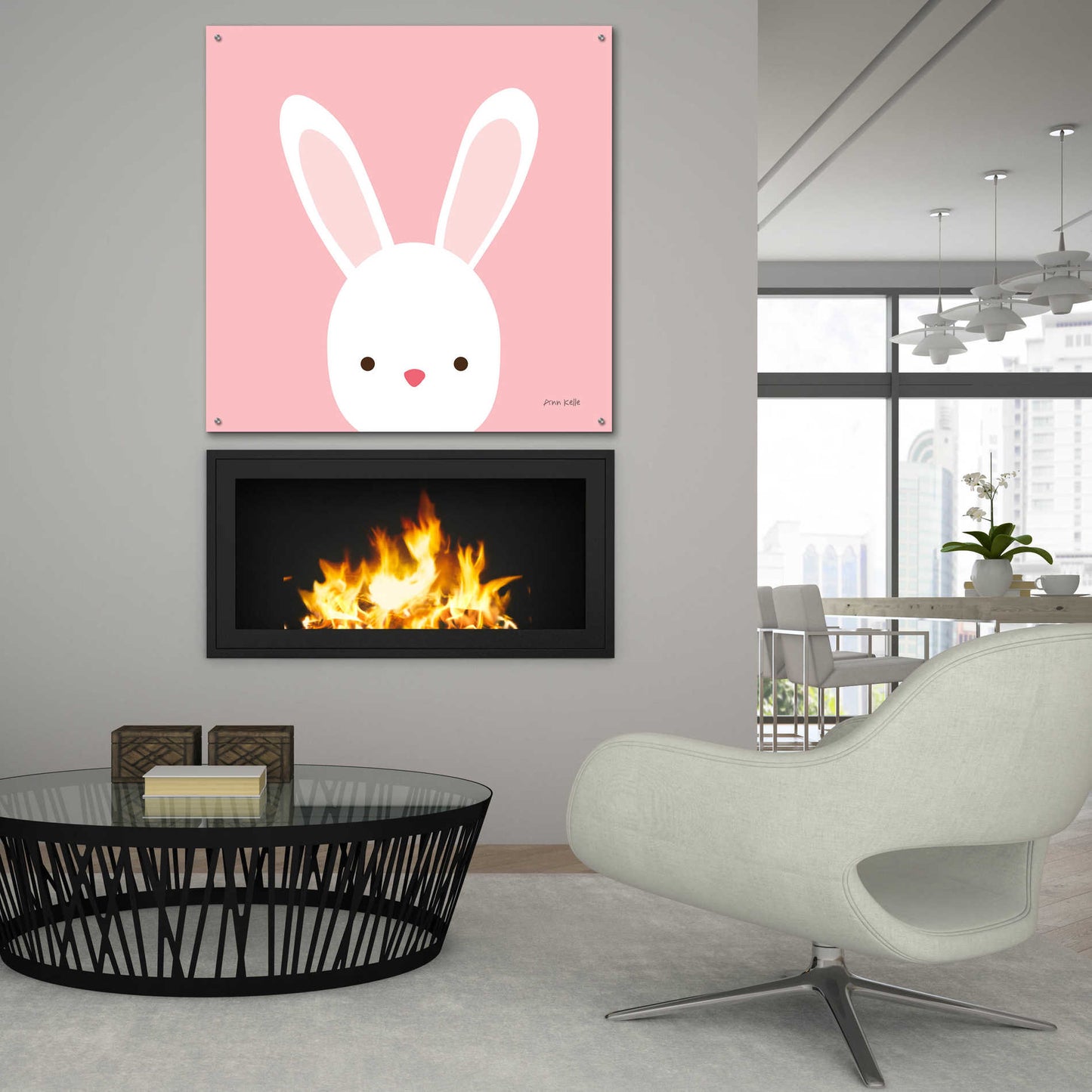 Epic Art 'Cuddly Bunny' by Ann Kelle Designs, Acrylic Glass Wall Art,36x36