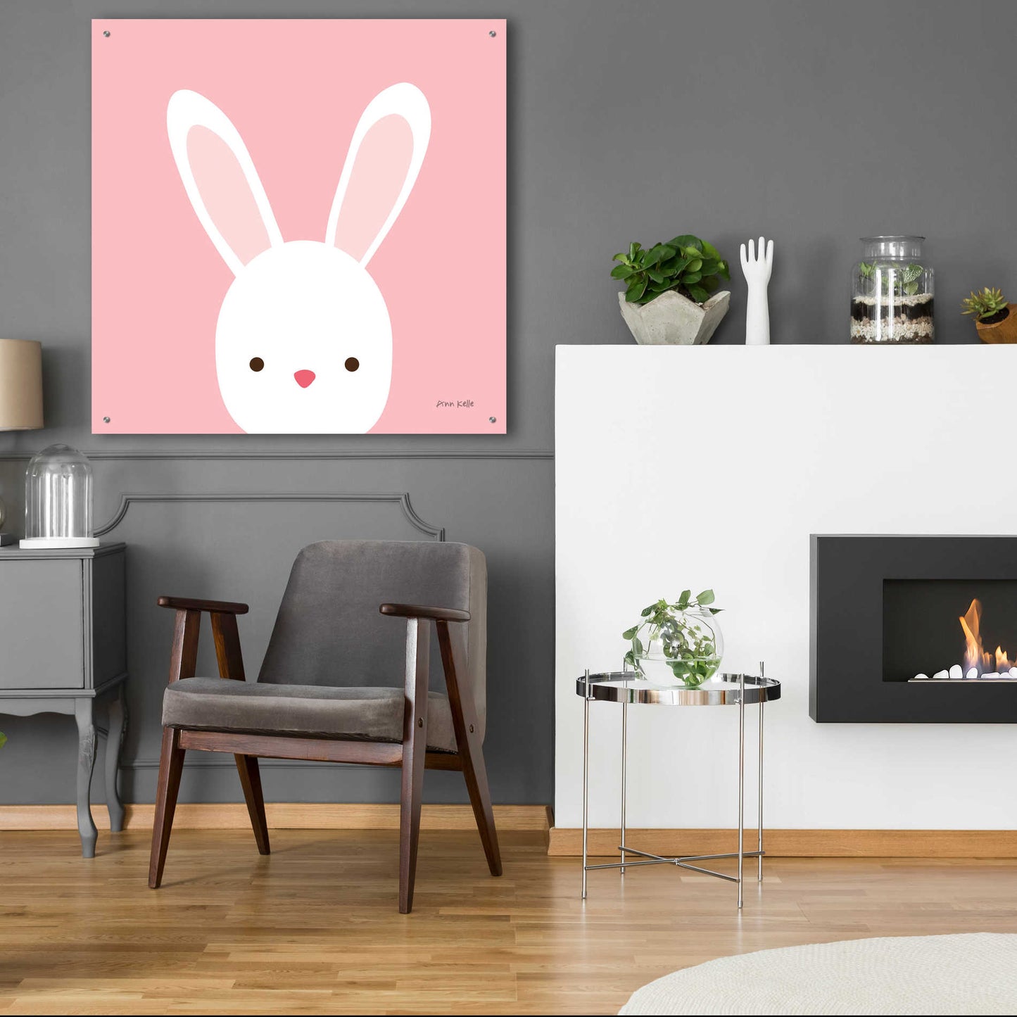 Epic Art 'Cuddly Bunny' by Ann Kelle Designs, Acrylic Glass Wall Art,36x36