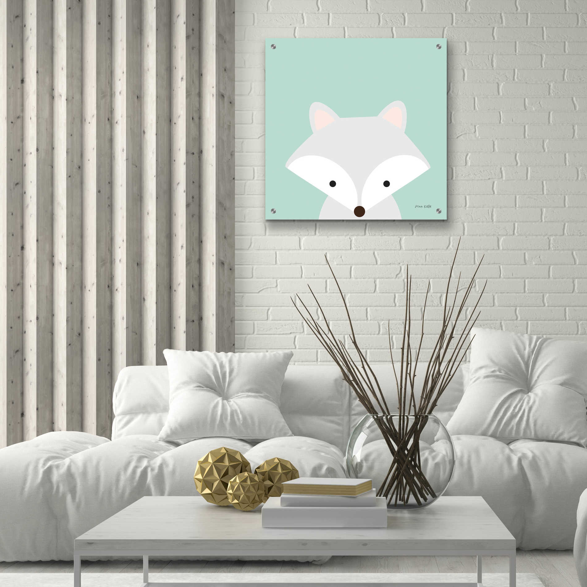 Epic Art 'Cuddly Fox' by Ann Kelle Designs, Acrylic Glass Wall Art,24x24