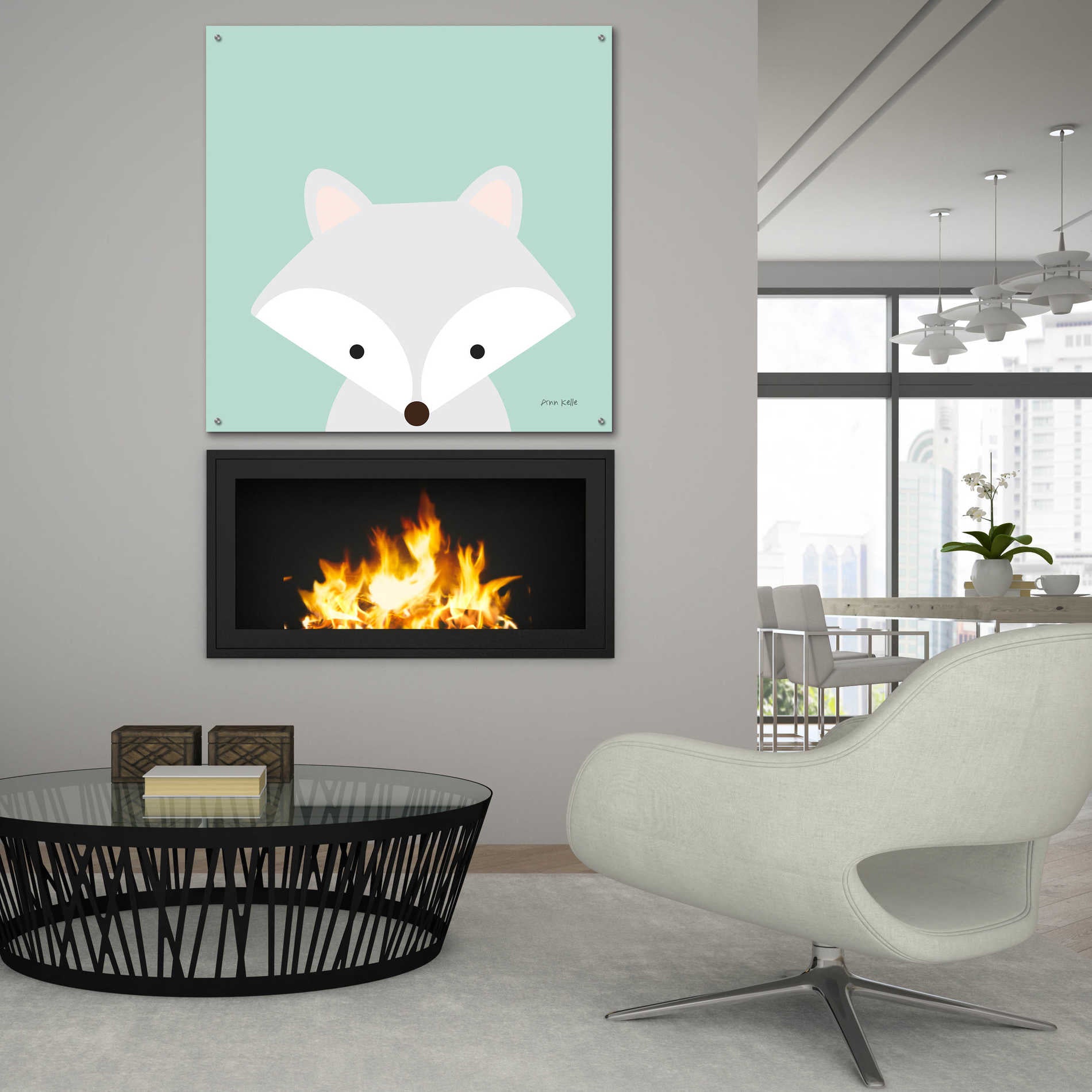 Epic Art 'Cuddly Fox' by Ann Kelle Designs, Acrylic Glass Wall Art,36x36