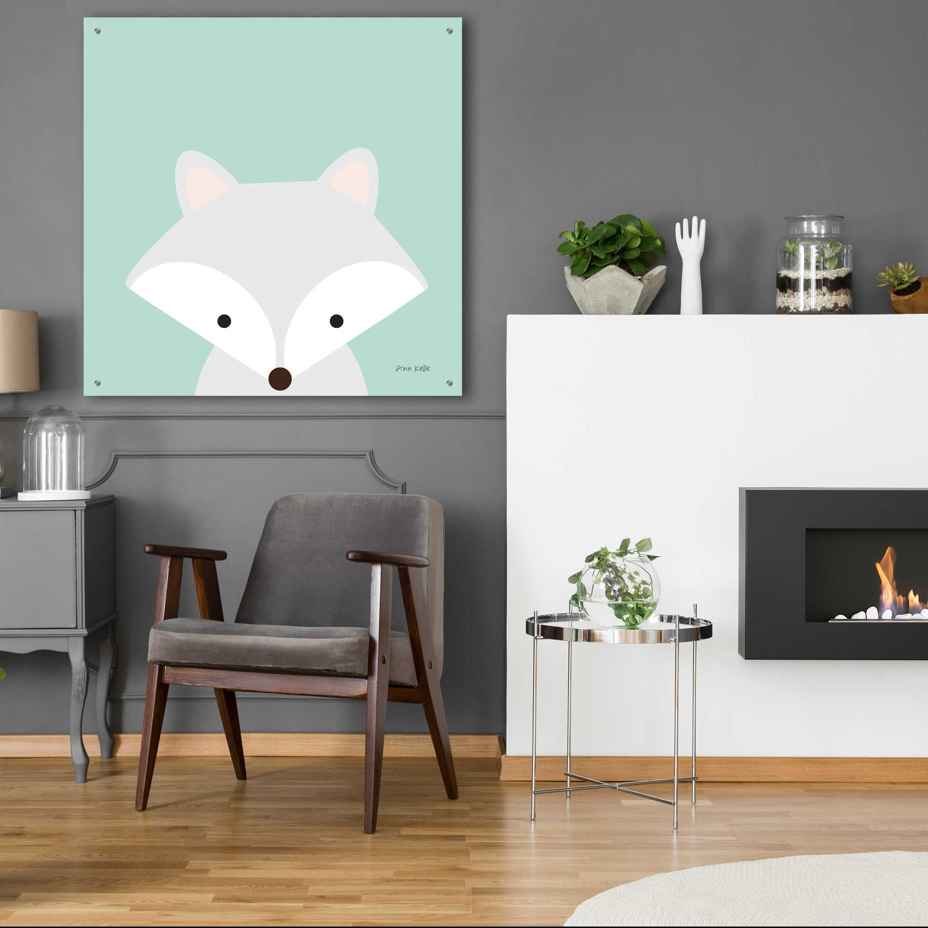 Epic Art 'Cuddly Fox' by Ann Kelle Designs, Acrylic Glass Wall Art,36x36