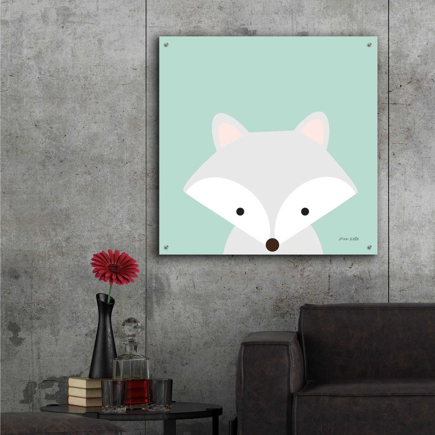 Epic Art 'Cuddly Fox' by Ann Kelle Designs, Acrylic Glass Wall Art,36x36