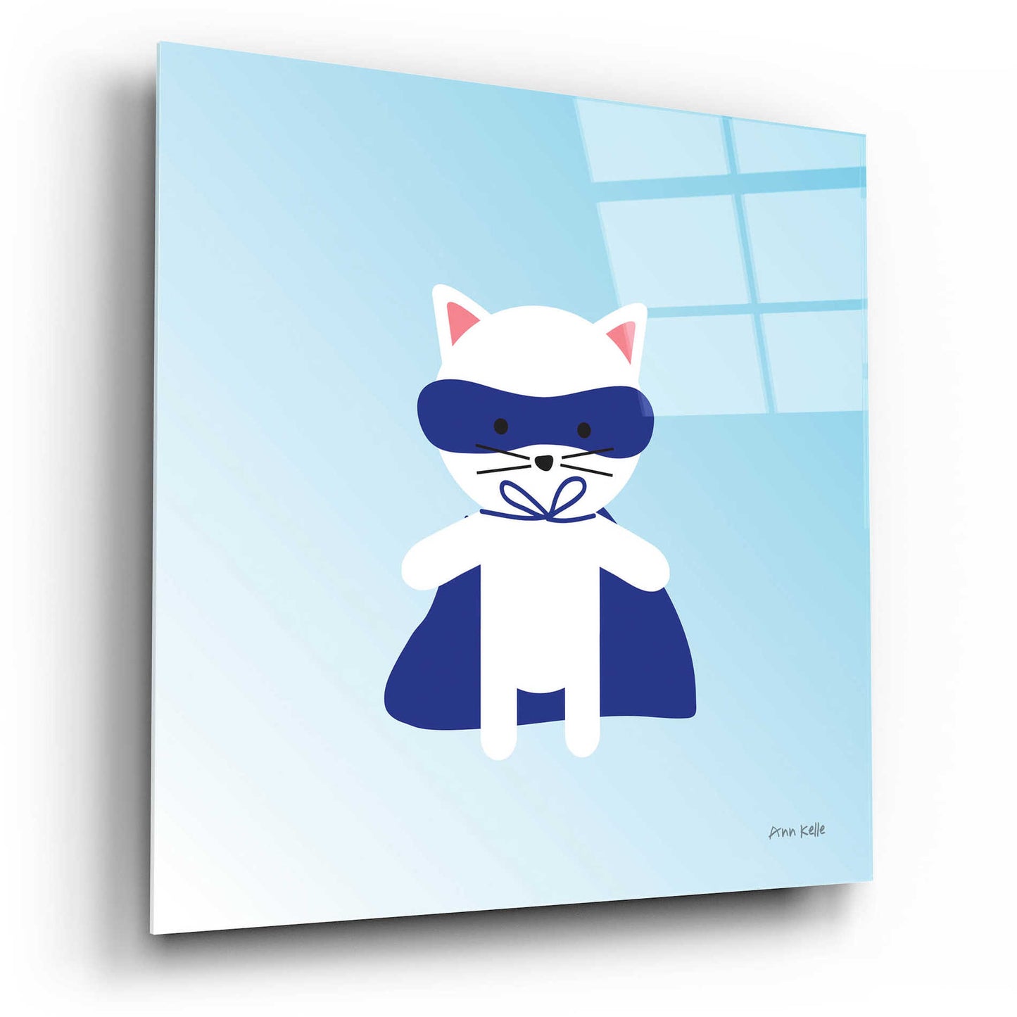 Epic Art 'Cat Super Hero' by Ann Kelle Designs, Acrylic Glass Wall Art,12x12