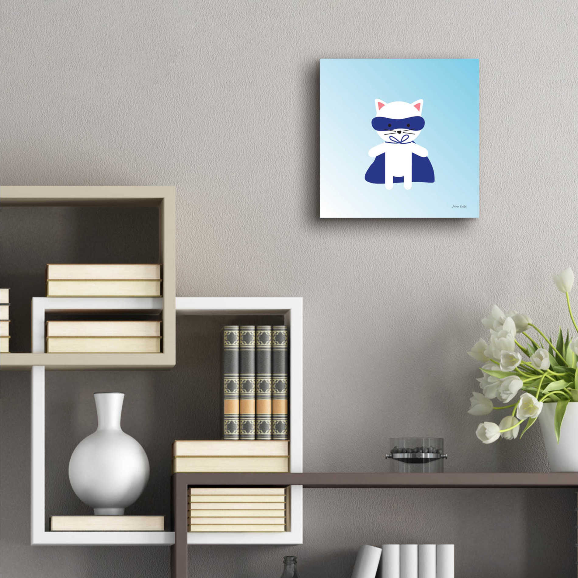 Epic Art 'Cat Super Hero' by Ann Kelle Designs, Acrylic Glass Wall Art,12x12